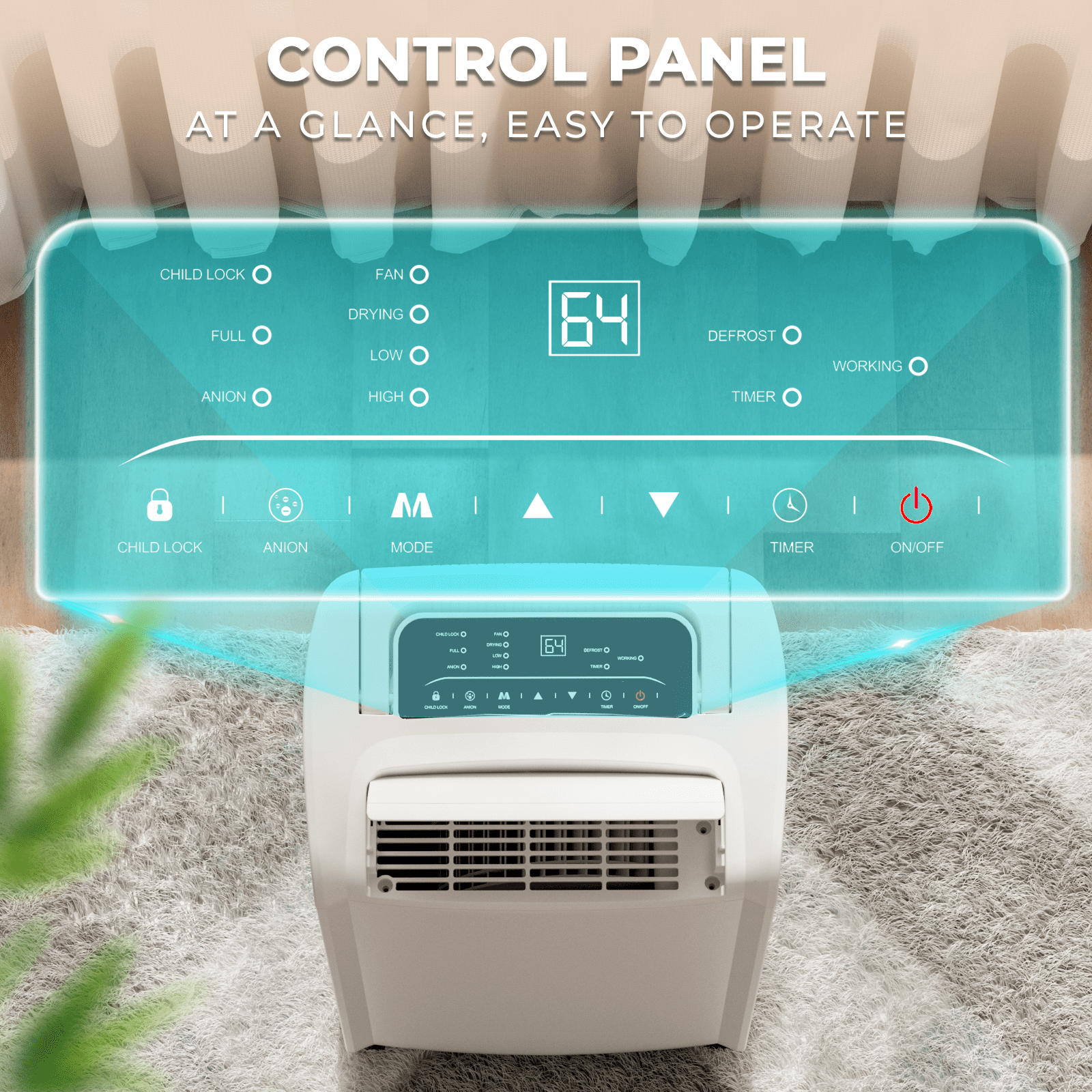 Rocyis Compressor Dehumidifier for Home, Quiet Operation, Programmable Settings (70 Pints, 4500 Sq. Ft.) yayb0