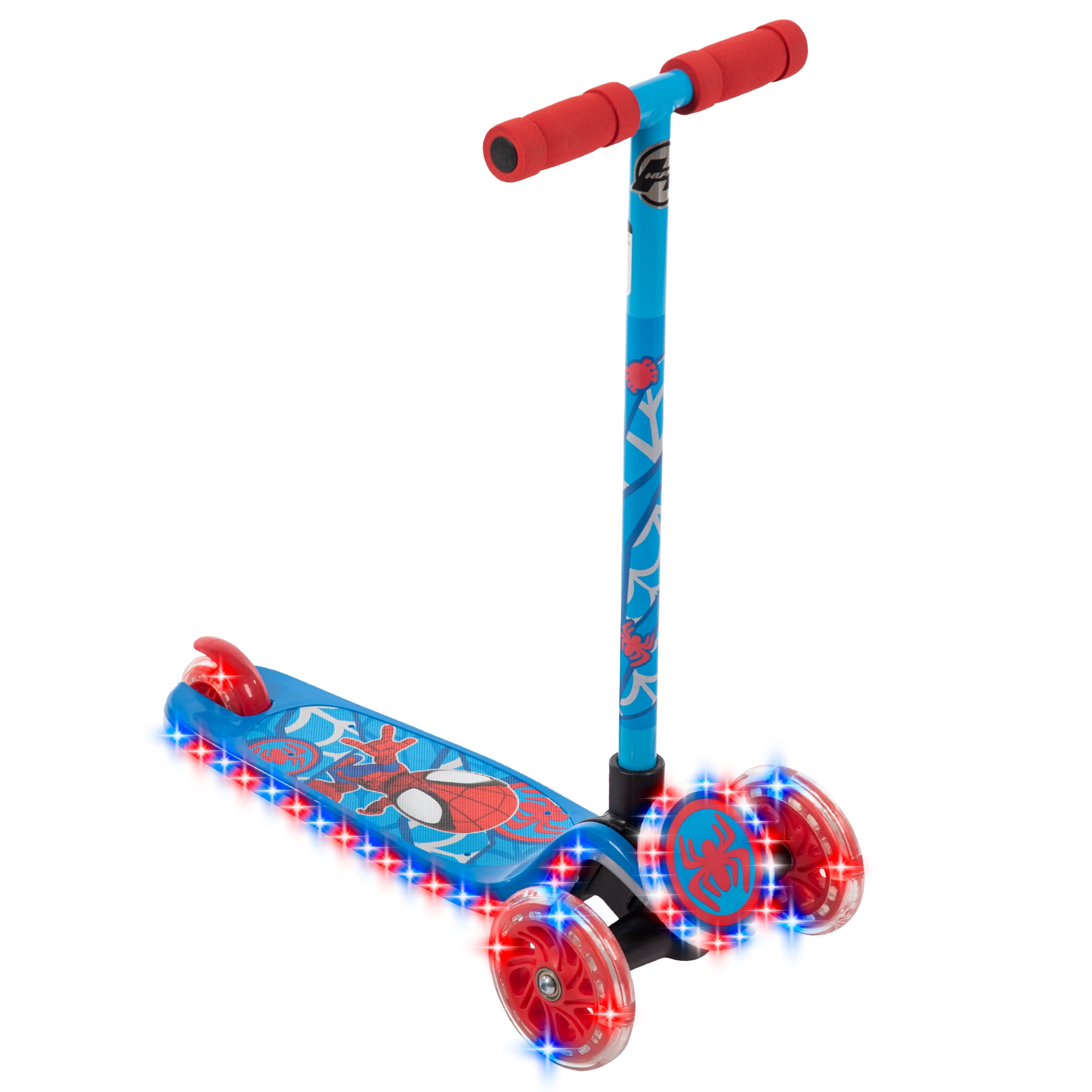 Huffy Marvel Spidey & His Amazing Friends Light-Up Toddler Scooter (Blue, 3-Wheel) 5vea2