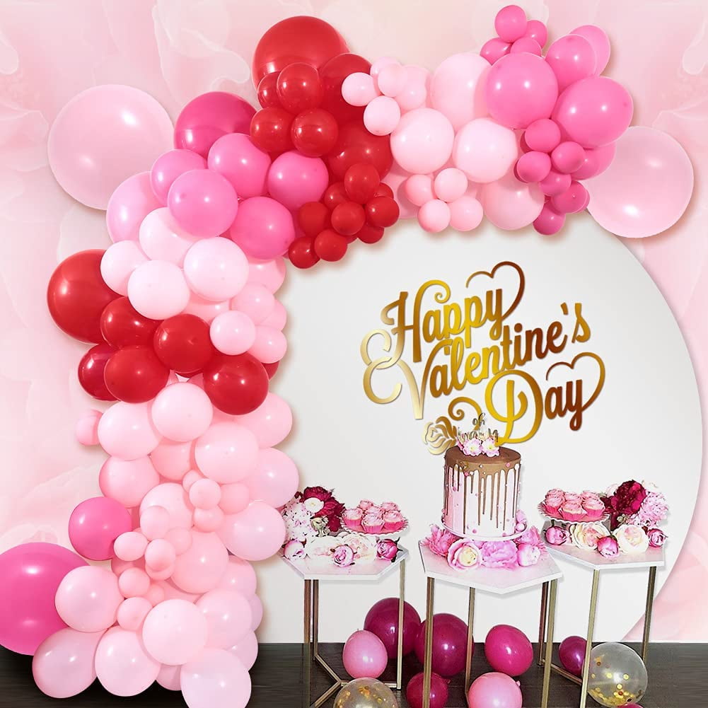 WYZCTTD Valentine's Day Balloon Garland Arch Kit, Party Decoration Supplies (Pink, Red, Rose Red, 149 Pieces) rbq5v