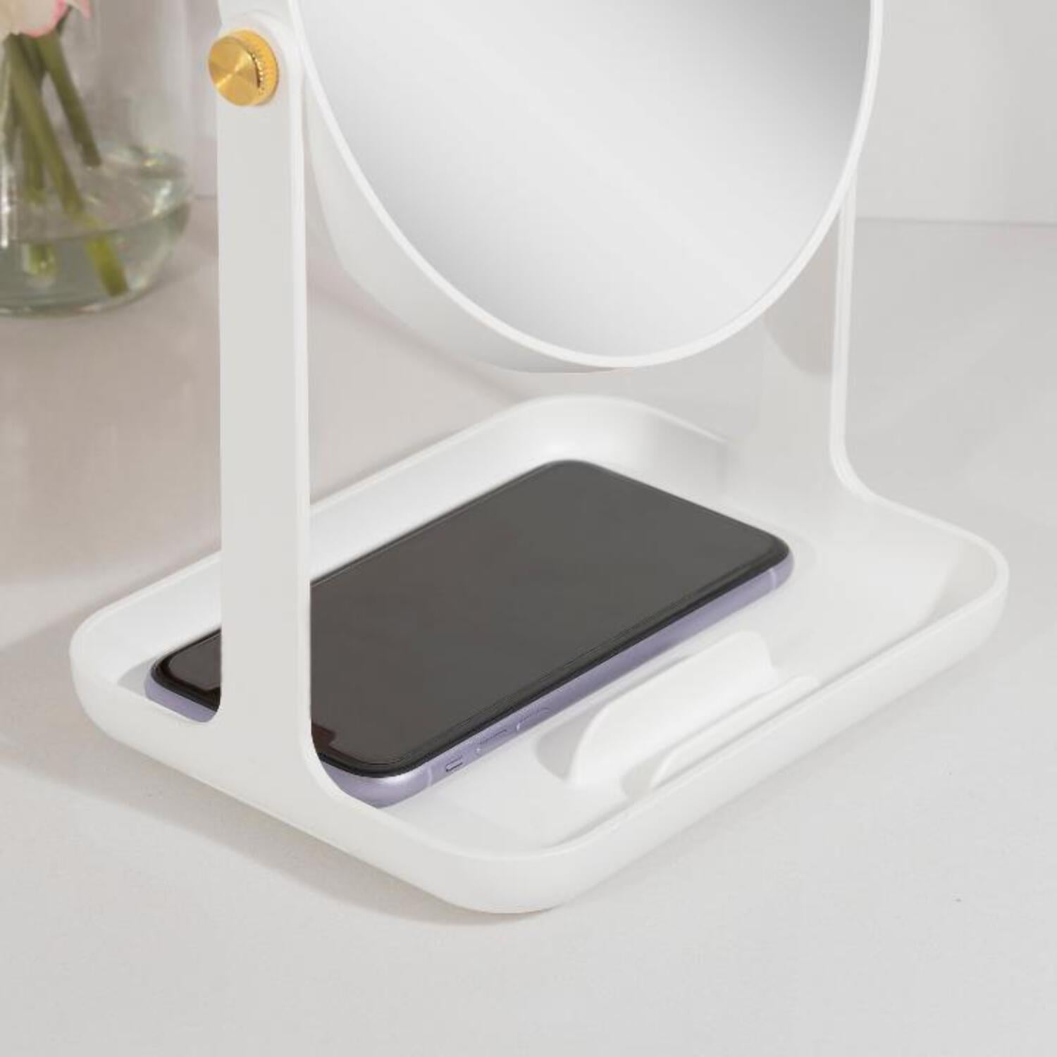 Zadro, Inc. Dual-Sided Magnification Makeup Mirror with Accessory Tray and Phone Holder (Black, 10.5 in x 7.75 in) cbqzy