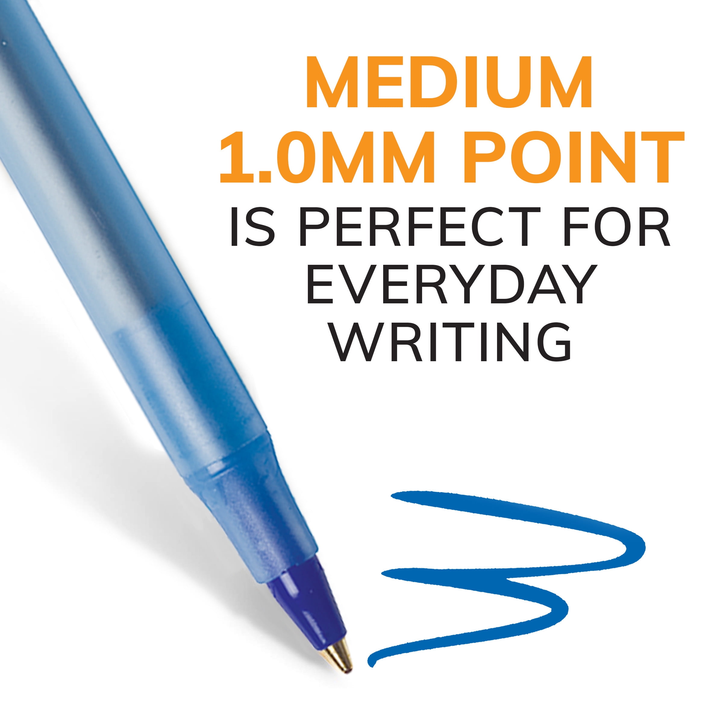 BIC Round Stic Ballpoint Pens, Medium Point, Smooth Writing Ink (Blue, 10 Pack) j49y5