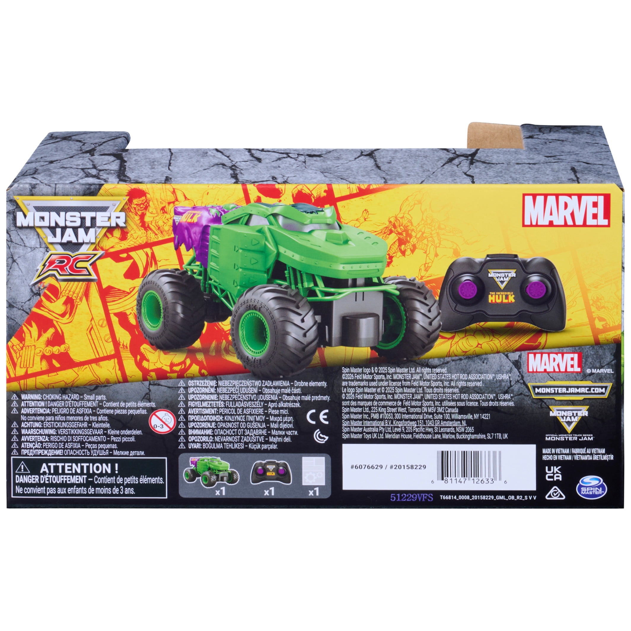 Monster Jam Marvel The Hulk RC Monster Truck (Green, 1:24 Scale) 3zpem