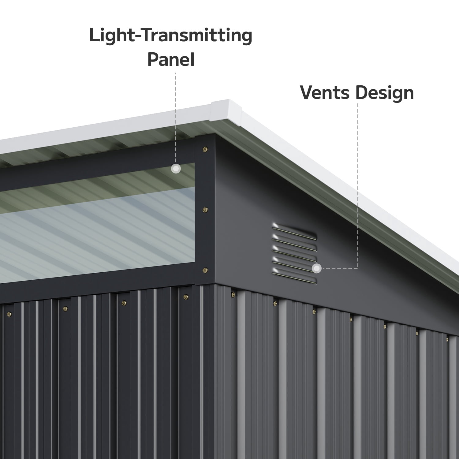 Asofer Outdoor Storage Shed, Heavy-Duty Galvanized Steel Backyard Tool Organizer with Window (Dark Gray, 77 in x 43 in x 77 in) efv4z