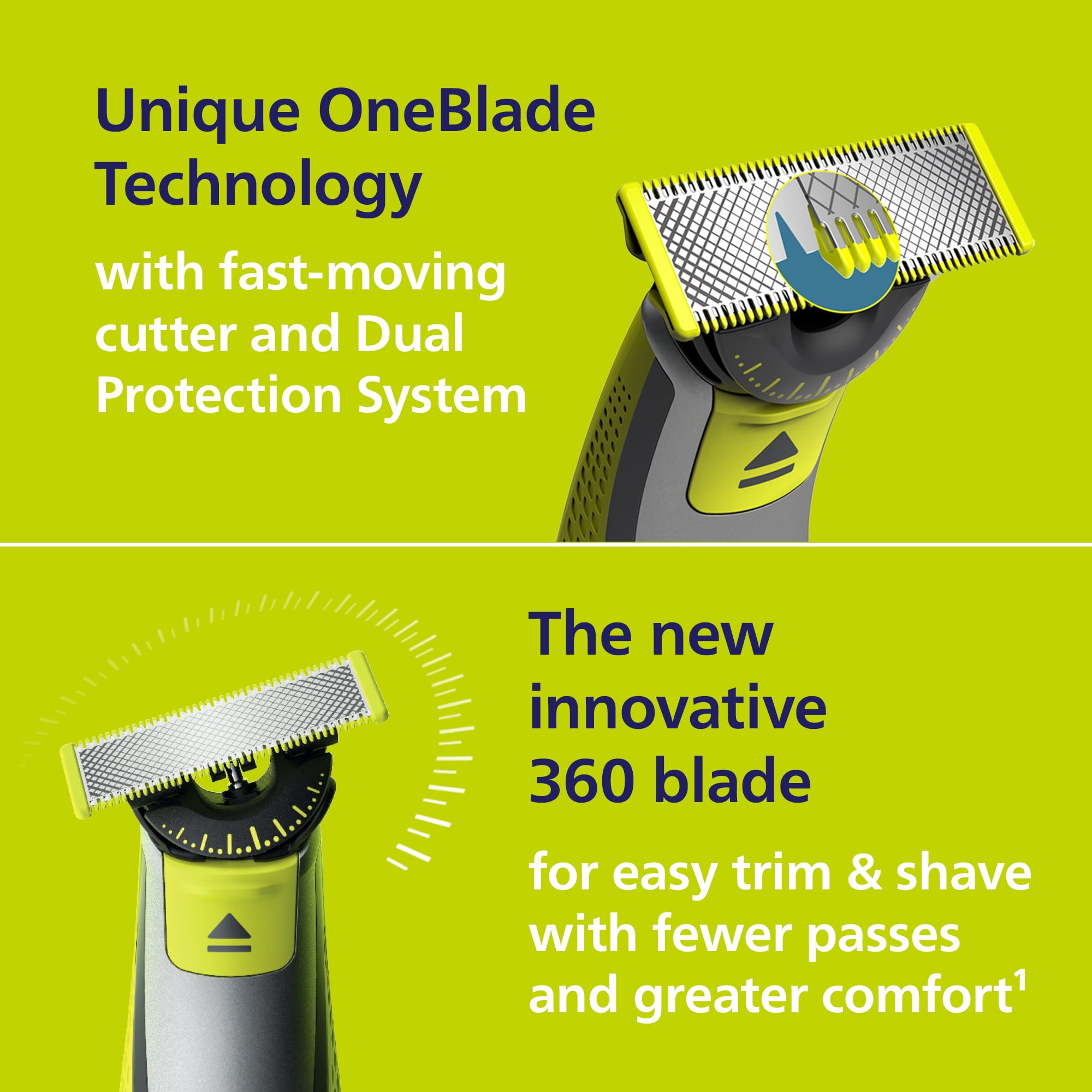 Philips Norelco OneBlade 360 Face + Body Hybrid Electric Razor and Trimmer Kit (Black, 1 Count) aly0q