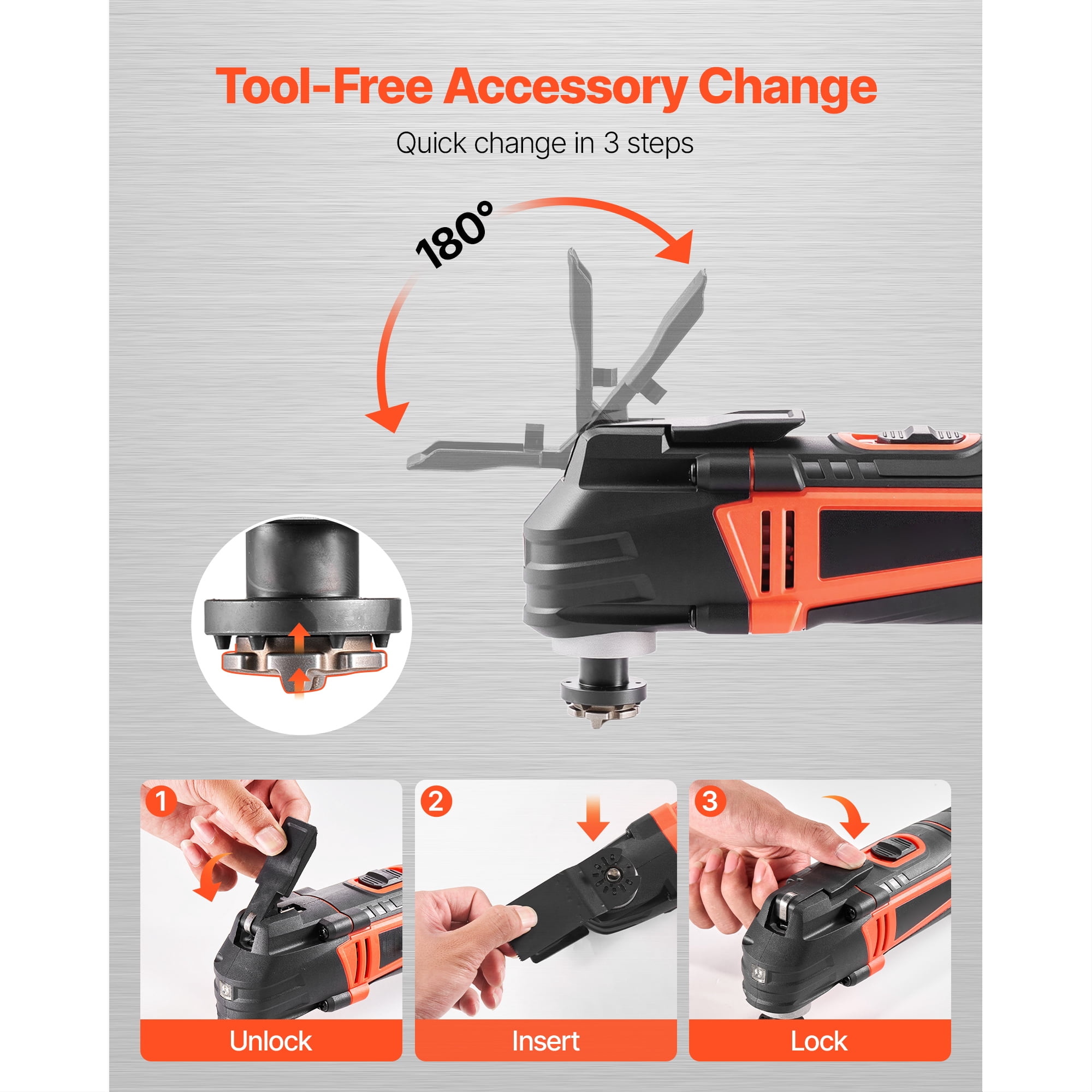 KFFKFF Corded Oscillating Multi-Tool, 3-Amp Variable Speed Power Tool with 13-Piece Accessory Set (Black, 13-Piece) cn0bj