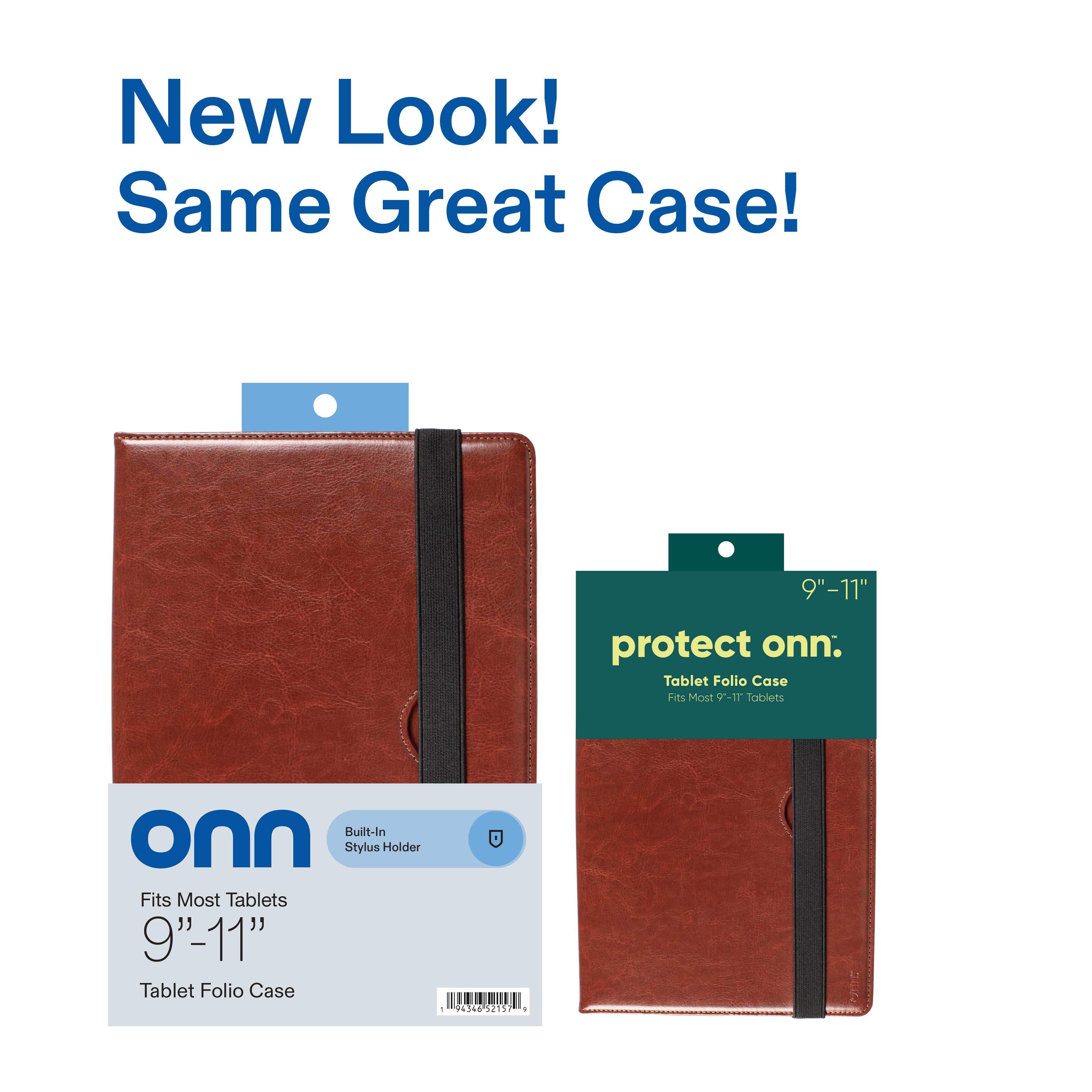 onn Universal Tablet Folio Case (Brown, 9-11 in) dz65j