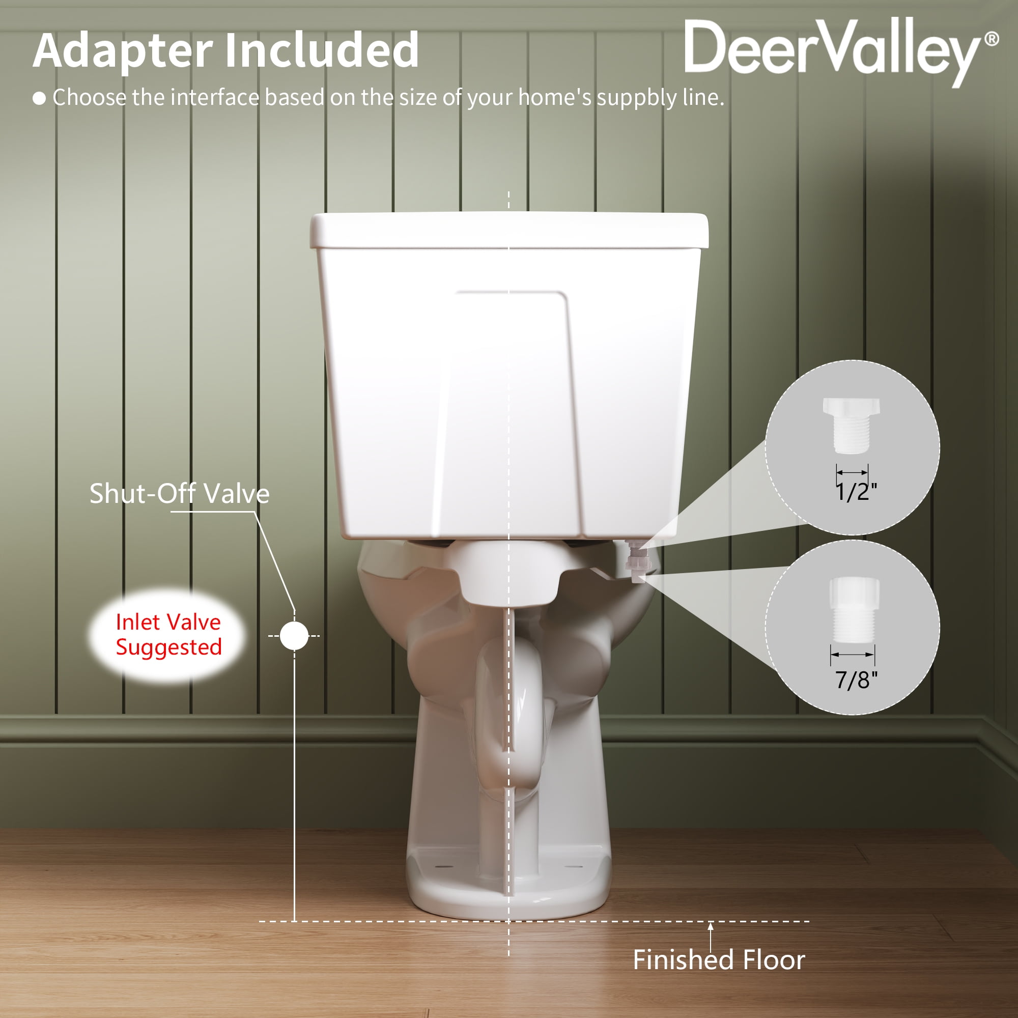 DeerValley 2-Piece Elongated Chair Height Toilet with Soft Close Seat (White, 1.28 GPF) 7mrc5