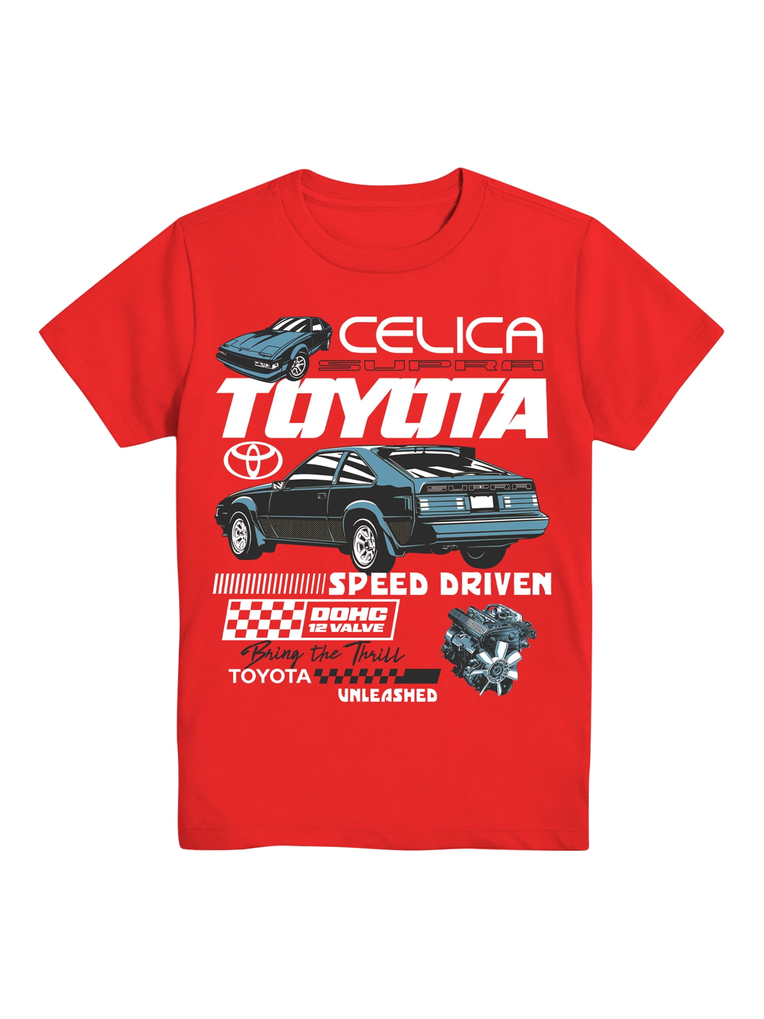 Toyota Boys' Supra Graphic Tee Short Sleeve Crewneck Shirt (Red, Size 4-18) hd76u
