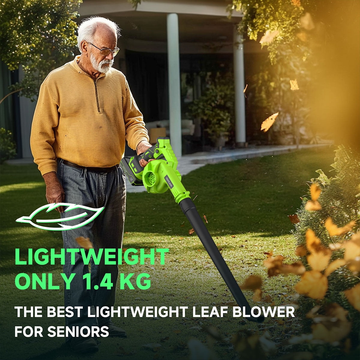 Pulituo 20V Cordless Leaf Blower, Electric Yard Sweeper with Battery and Charger (3 lb, 35 in) 0ovc4
