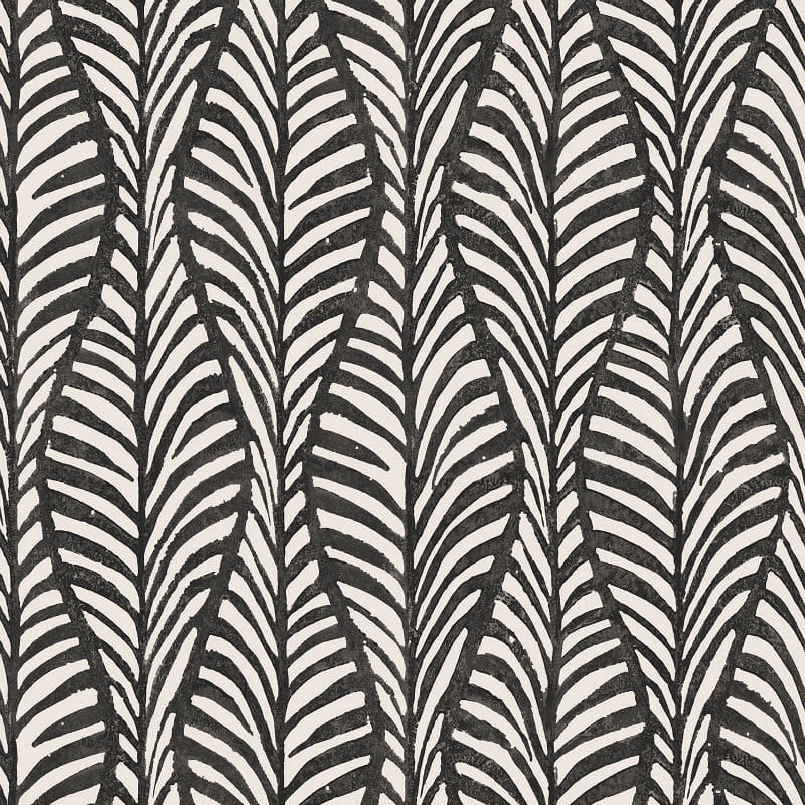 Tempaper Block Print Leaves Peel and Stick Wallpaper (Black, 20.5 in x 16.5 ft) vj2fh
