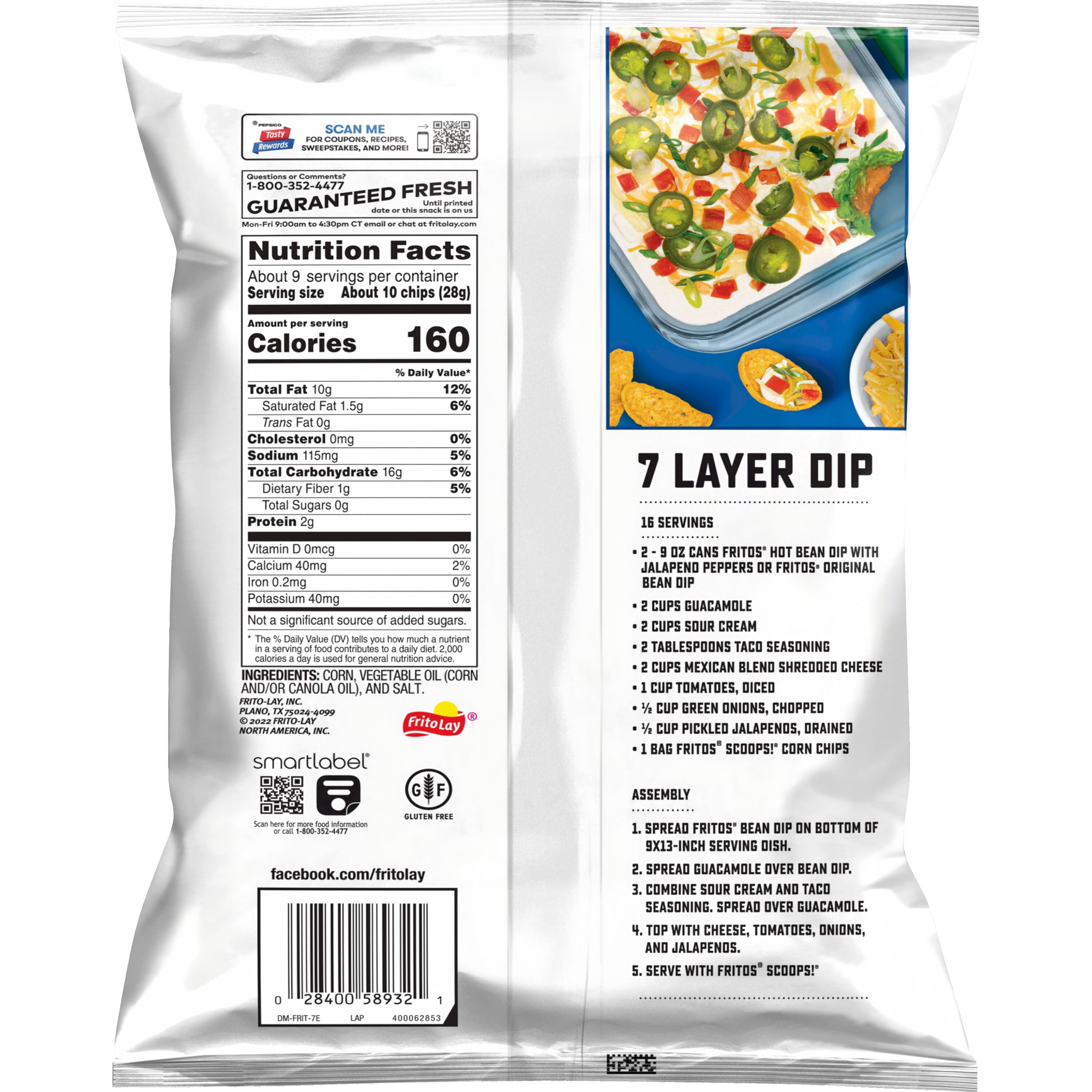 Fritos Scoops Corn Chips Original Flavor (9.25 oz) sec7m