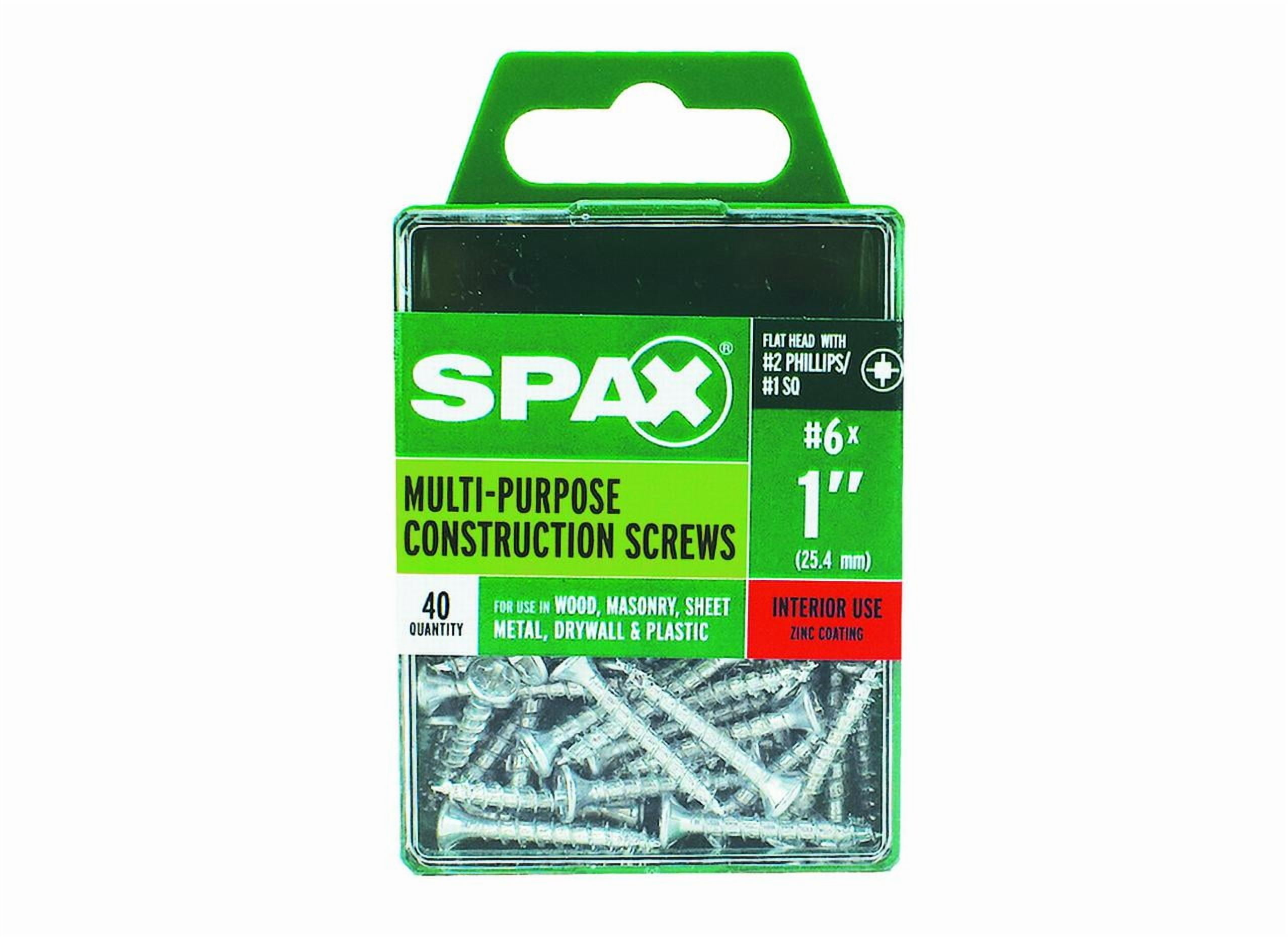 SPAX Multi-Purpose Flat Head Screws, Zinc-Plated Steel, Self-Tapping (Silver, 40 Pack, 1 in) ba2a6