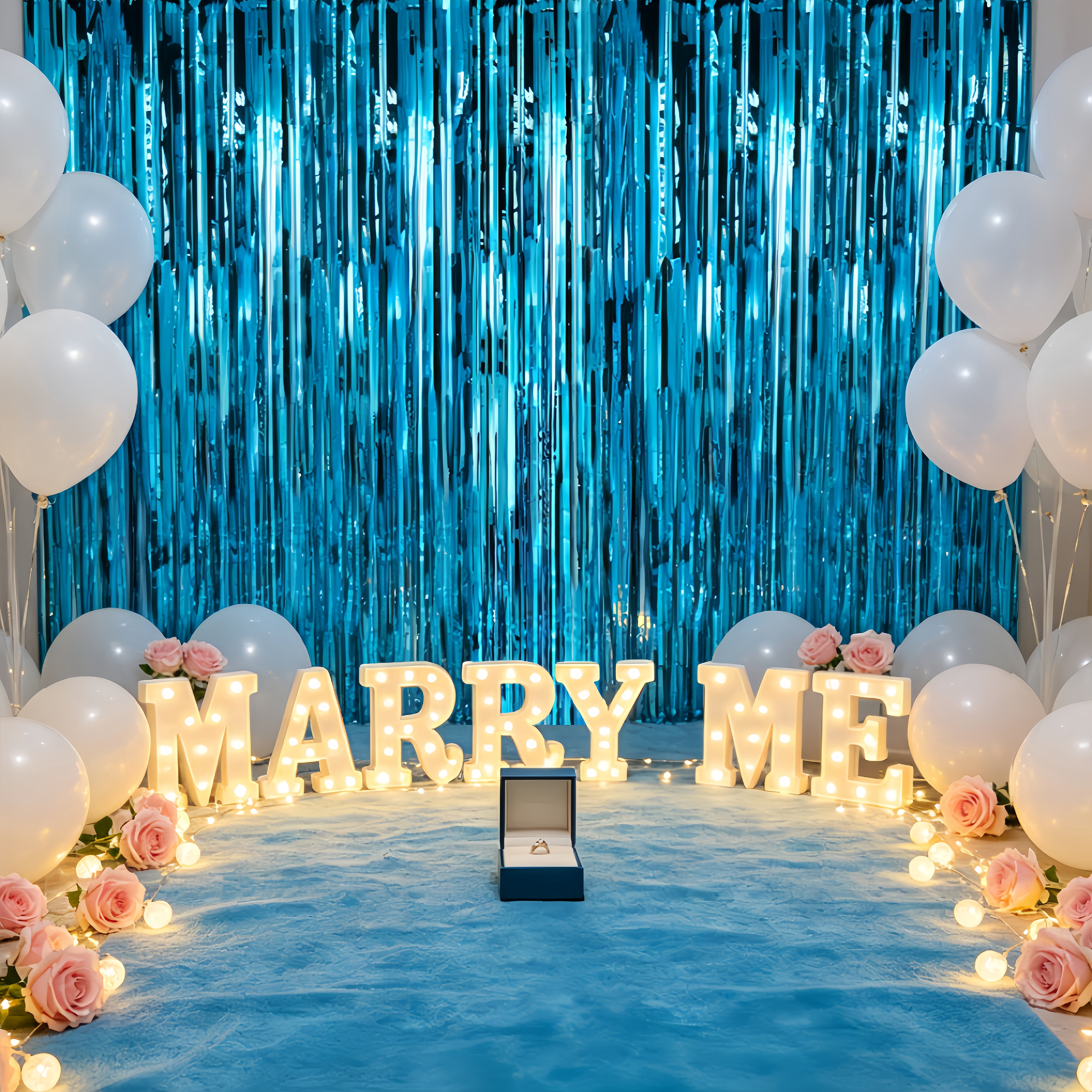 LQQBOX Foil Fringe Curtains Party Backdrop Decoration (Blue, 3 Pack, 3.28 ft x 6.56 ft) 7wg09