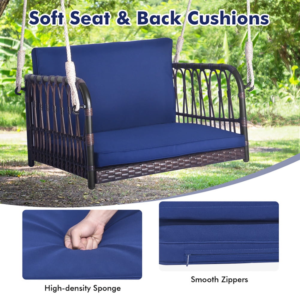 Spaco Hanging Porch Swing Chair with Cushions (Navy, 1-Seater) cnq9d