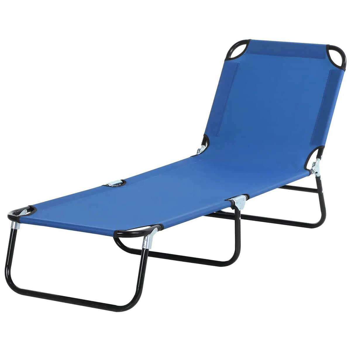Spaco 5-Level Reclining Beach Chair, Folding Outdoor Sun Lounger with Steel Frame (Blue, 1-Pack) 6cizy