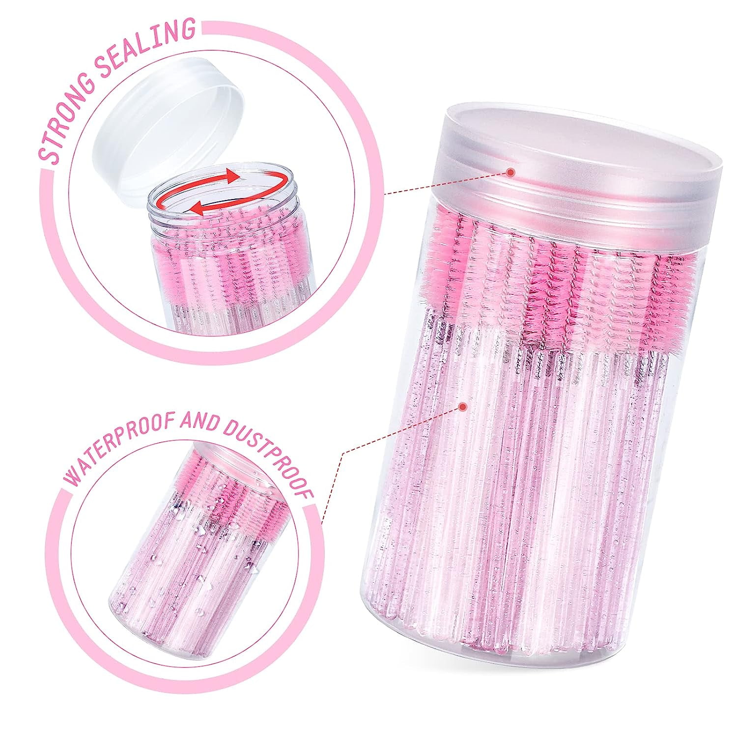 Dockapa Disposable Eyelash Spoolie Brush Set (Pink, 100 Count) 0qlwi