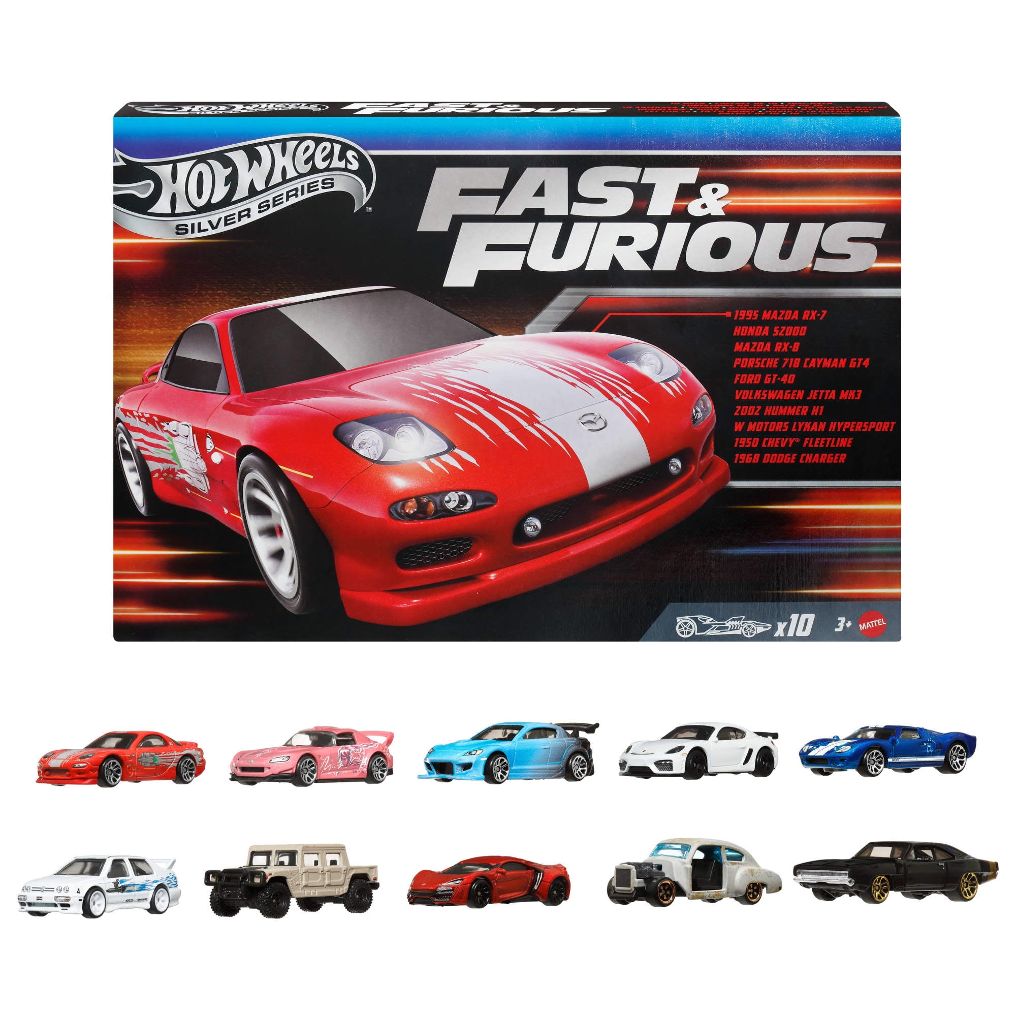 Hot Wheels Fast & Furious Die-Cast Toy Cars (1:64 Scale, 10-Pack) 8xzv4