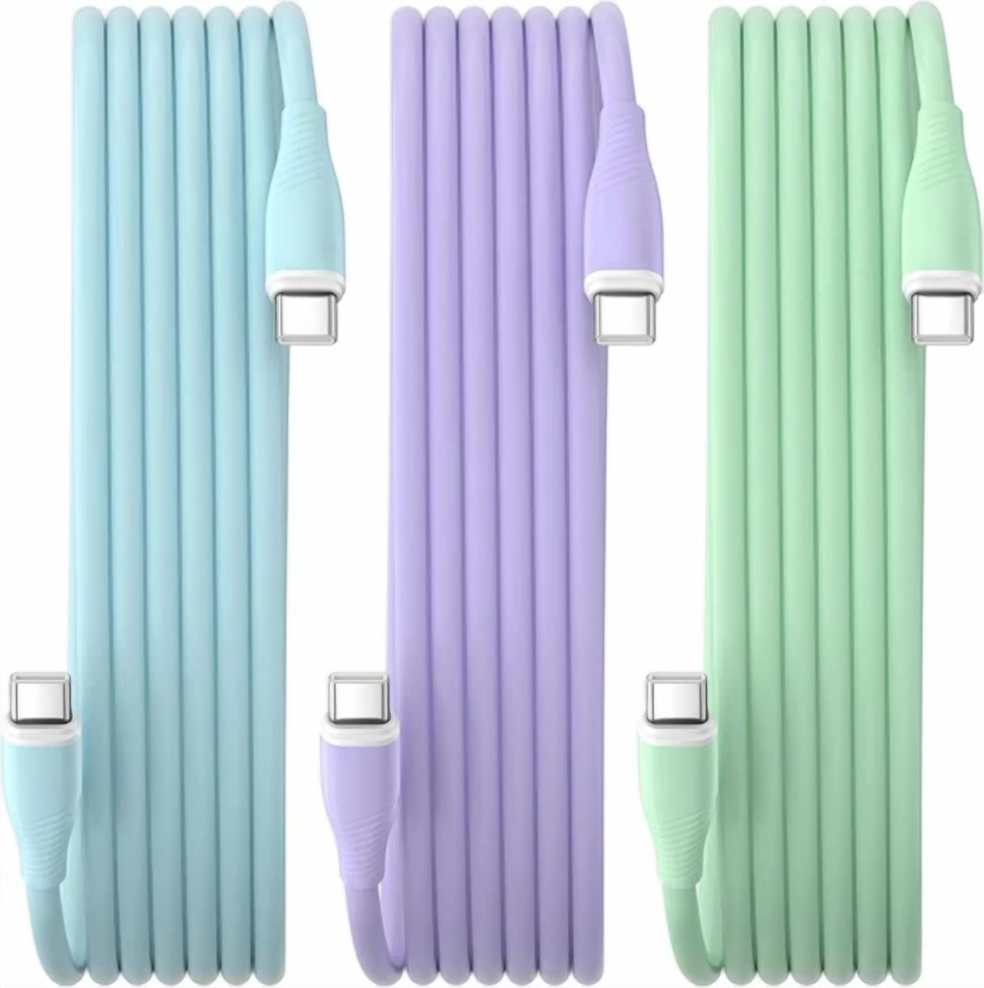 Rhea USB-C Fast Charging Cable (Multicolor, 3 Pack, 6 ft) n4u0h
