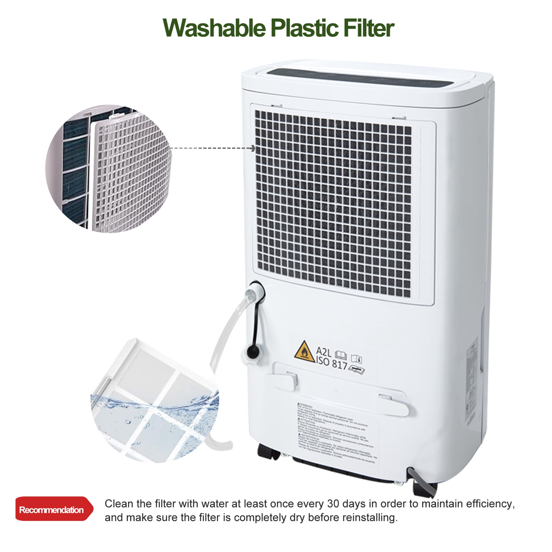 Uhome 120 Pints Dehumidifier for Large Rooms and Basements (White, 1.32 gal) 1ypy1