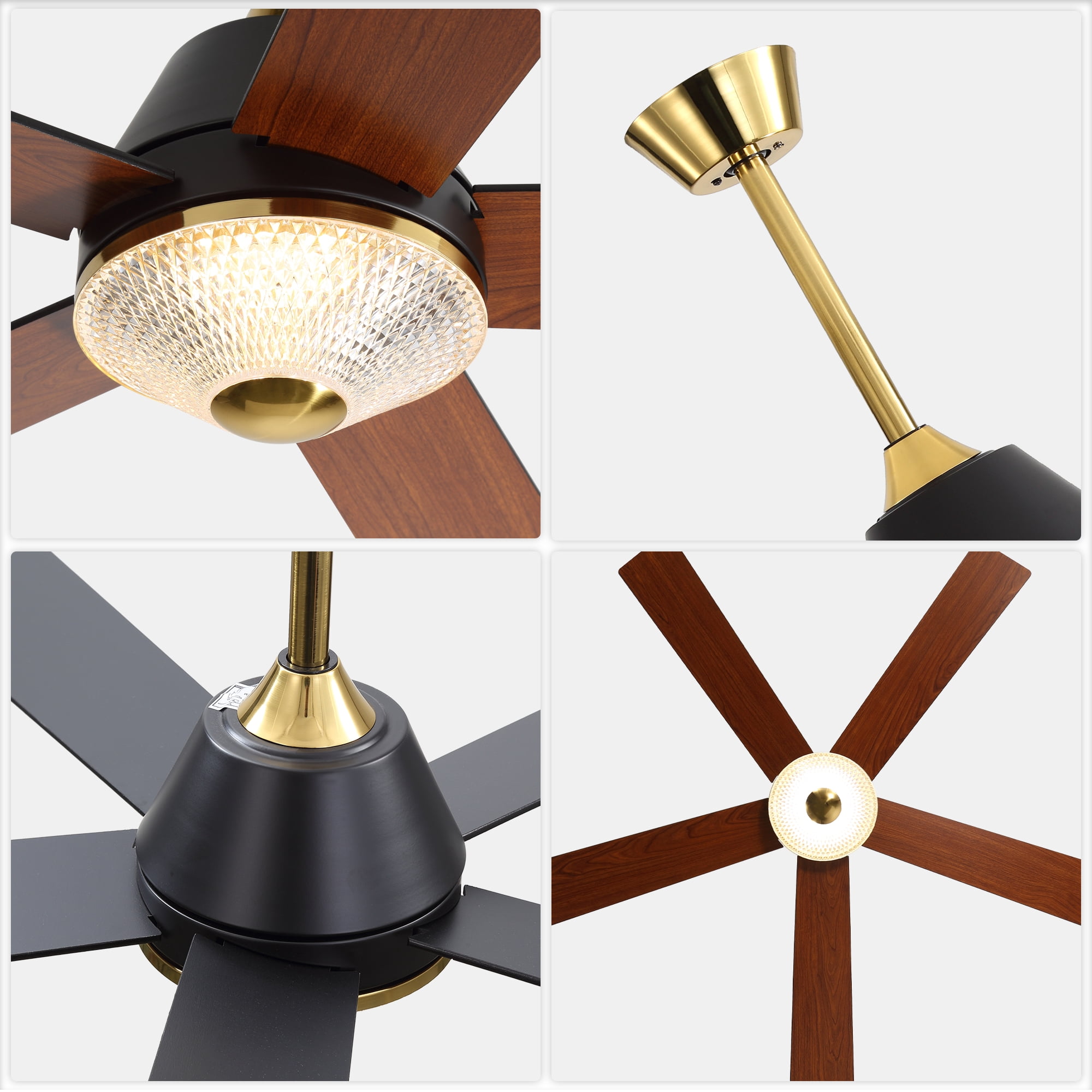 Bella Depot 52 in Modern Ceiling Fan with Light and Remote Control (Black, 52 in) lzs8o