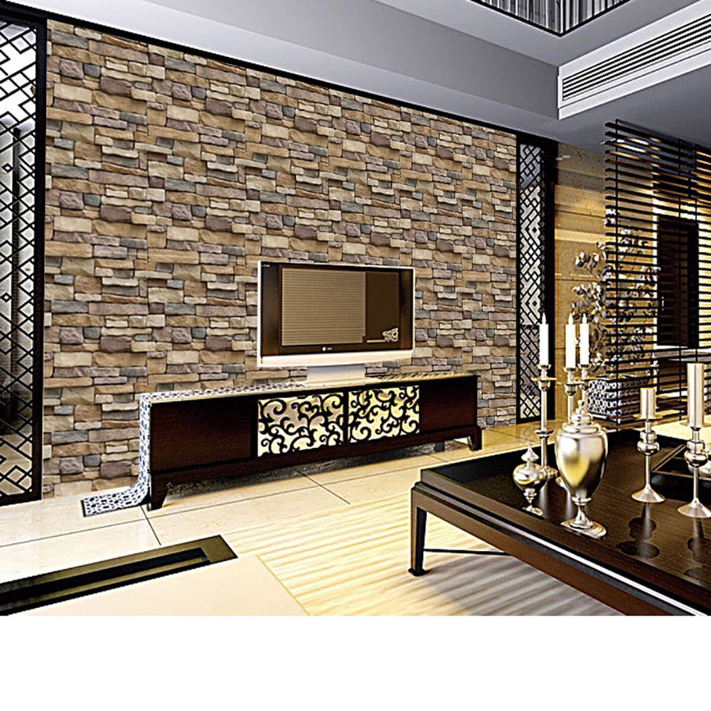 JoyMoreHome Peel and Stick Brick Wallpaper, Vintage Stone Decorative Contact Paper for Kitchen (Red, 17.7 in x 39.4 in) c6bag
