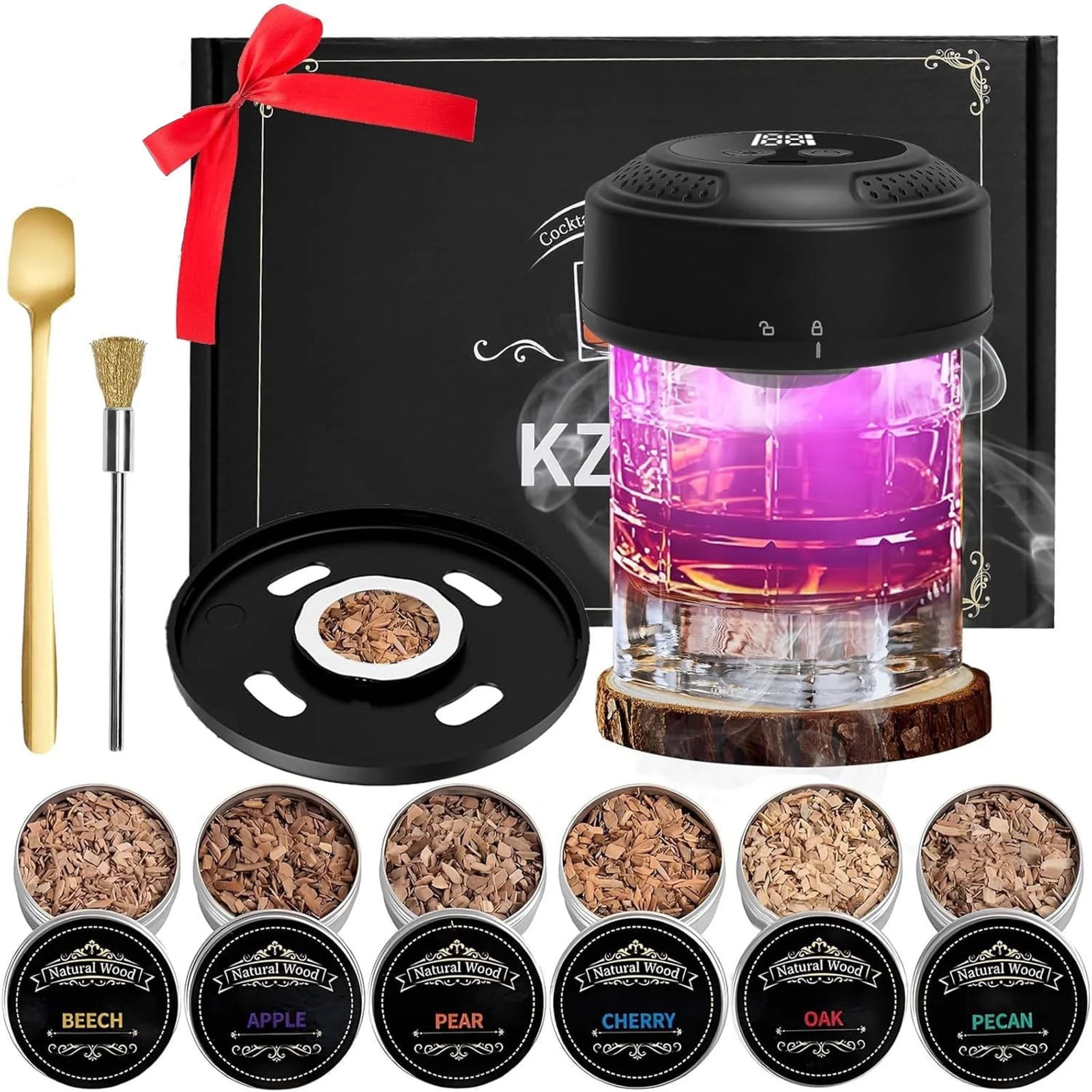 Elainilye Whiskey Smoker Kit with 6 Wood Chips, Cocktail Infuser Set for Bourbon and Scotch (1 Kit) gfmwq