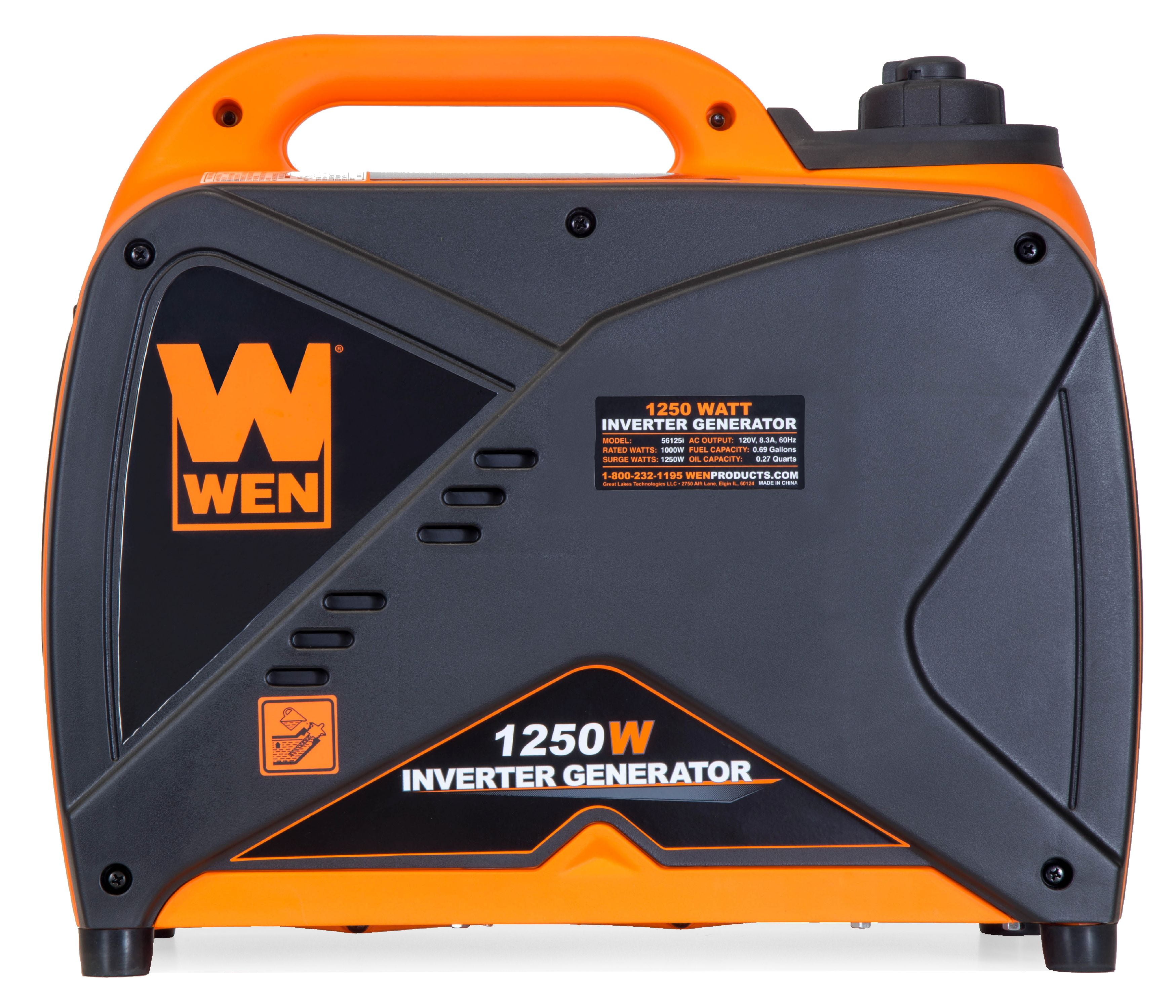 WEN 1250-Watt Gas-Powered Inverter Generator (Quiet Portable Power, 1250 Surge Watts) 47gra