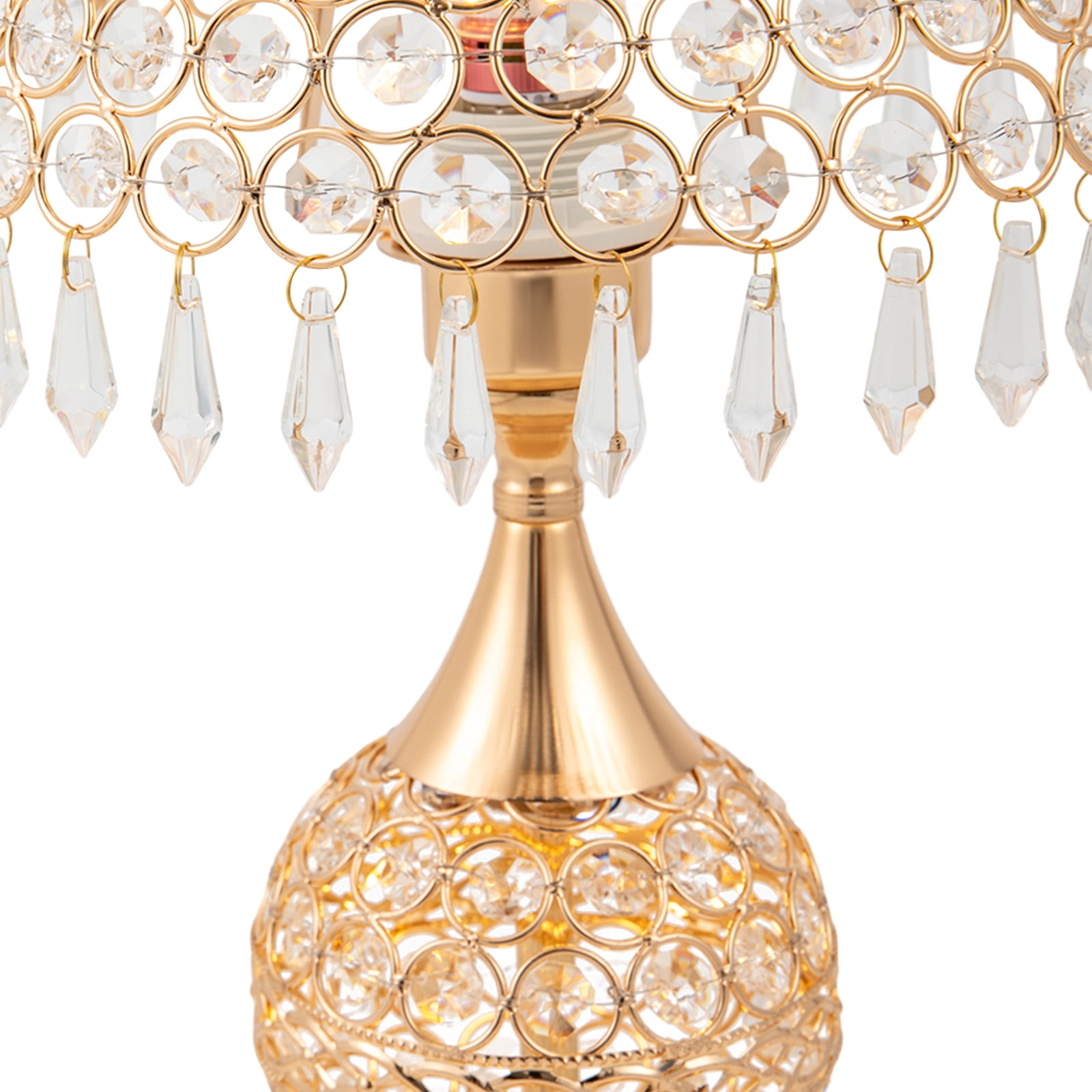 Deluxe Crystal Table Lamp Vintage Bedside Nightstand Desk Light (Gold, 9.84 in x 16.92 in) 04klt