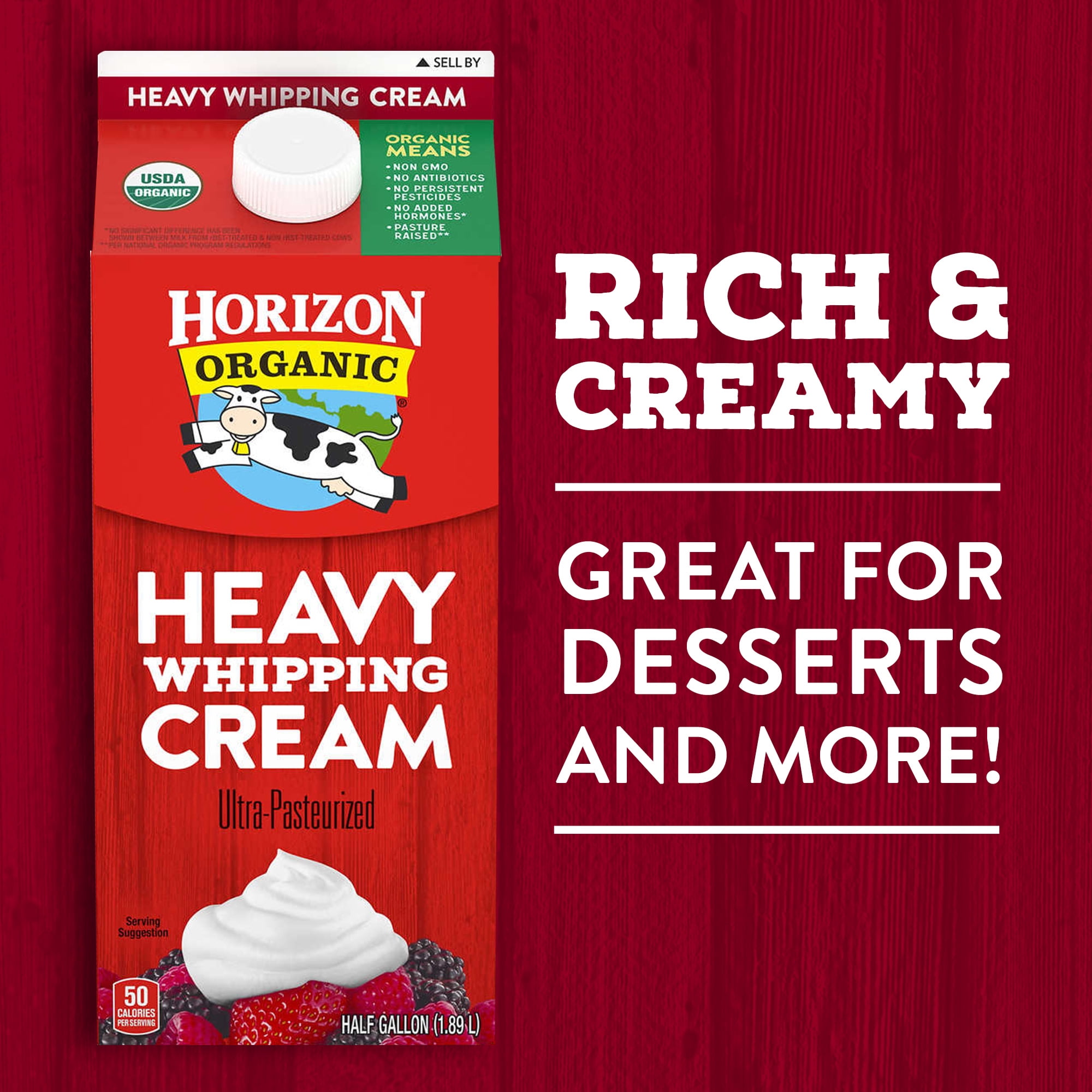 Horizon Organic Heavy Whipping Cream, Rich & Creamy Dairy for Coffee and Baking (16 fl oz) uwfbf