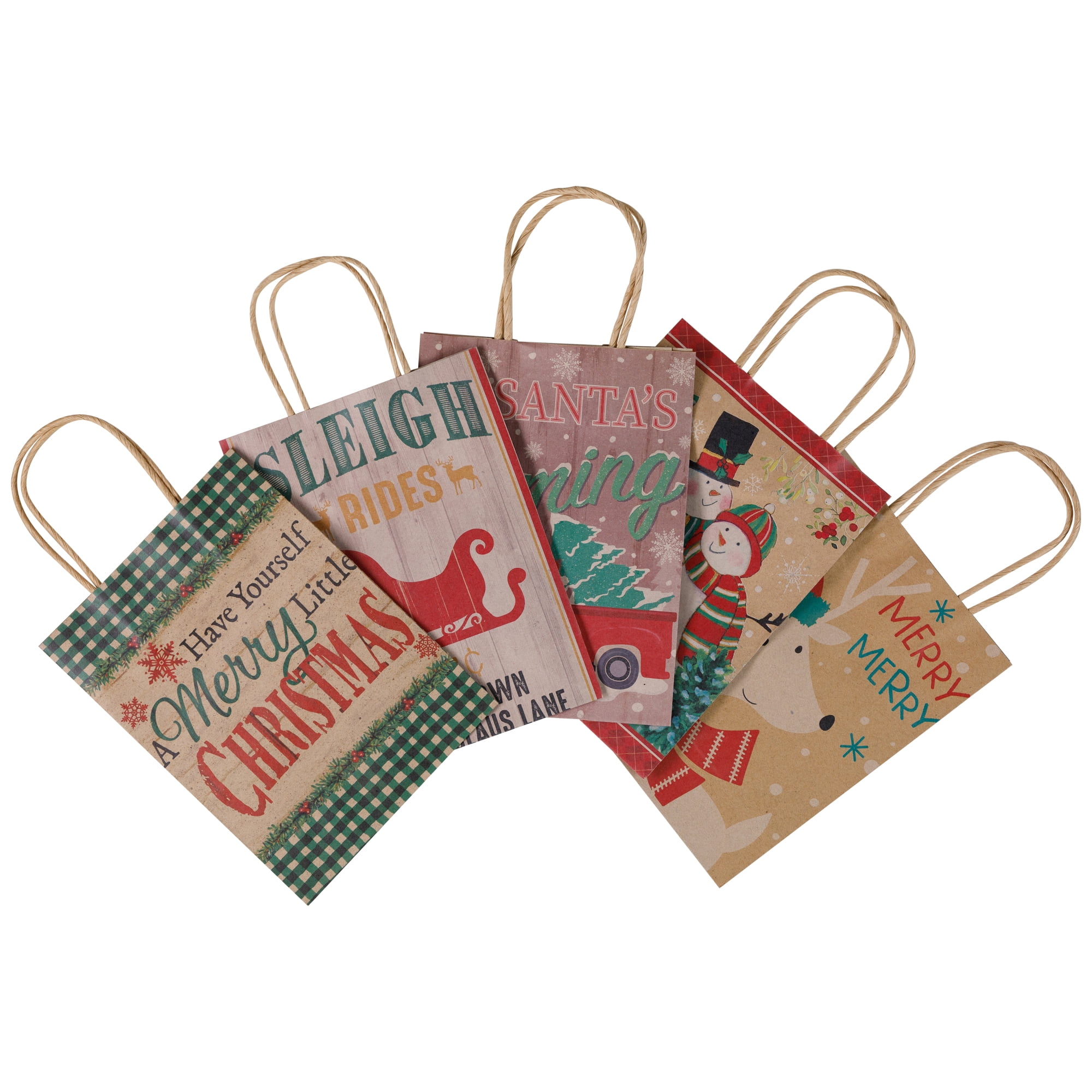 Lindy Bowman Christmas Gift Bags with Handles, Holiday Assorted Designs (15 Pack, 8 in x 6 in x 3 in) 8ozx2