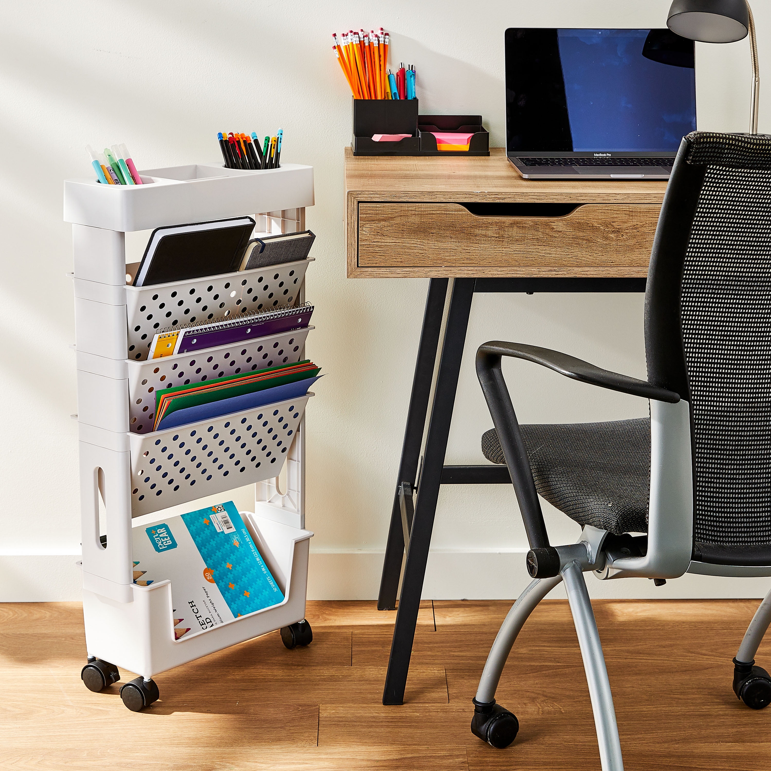Pen+Gear 5-Tier Movable Organization & Storage Cart (White, 14.88 in W x 6.69 in D x 30.98 in H) eut9r