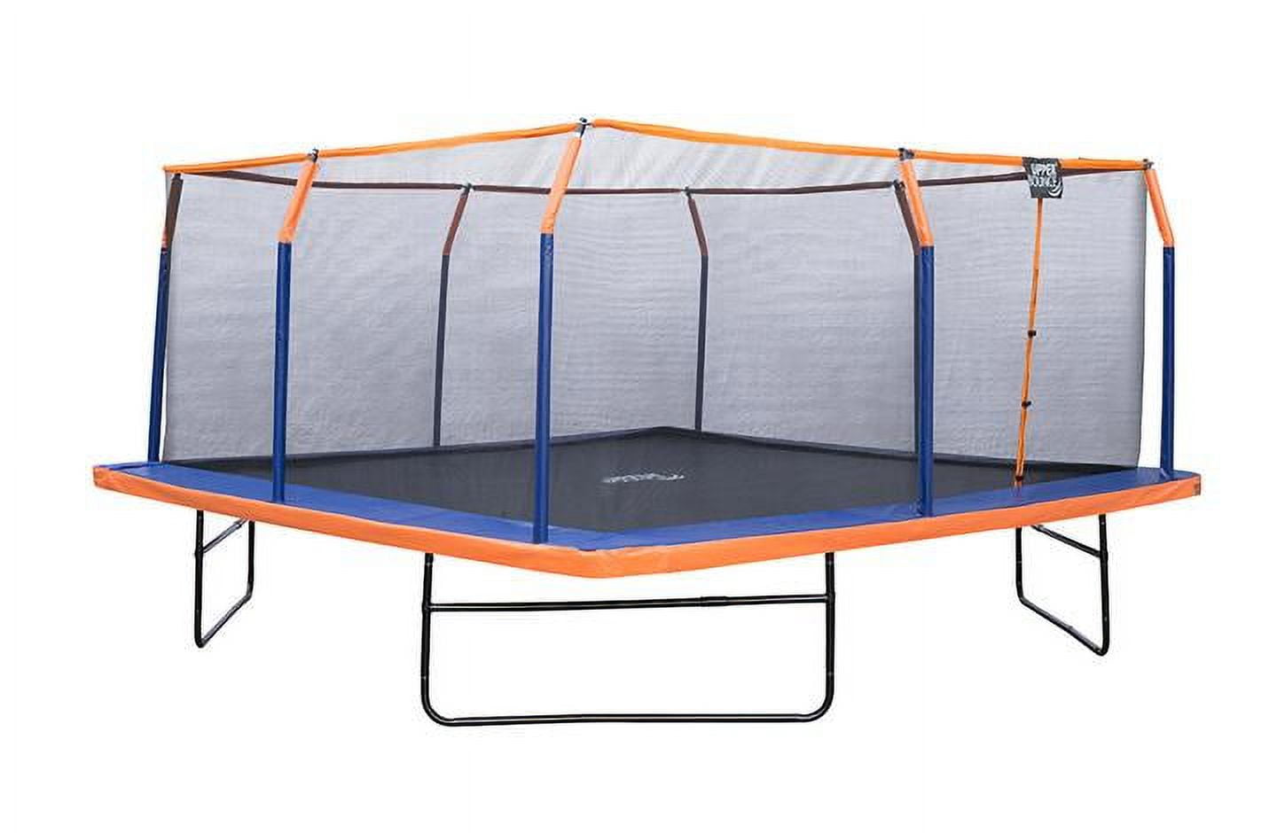 Upper Bounce 16 x 16 ft Square Trampoline Set with Safety Enclosure and Pad (Orange/Blue, 16 x 16 ft) bjn67