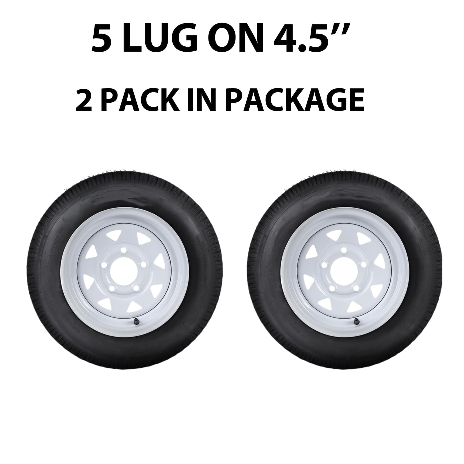 GARVEE 4.80-12 Trailer Tires with 12 in Rims (Set of 2, 5 Lug on 4.5 in, Load Range C, 6PR) qyz6e