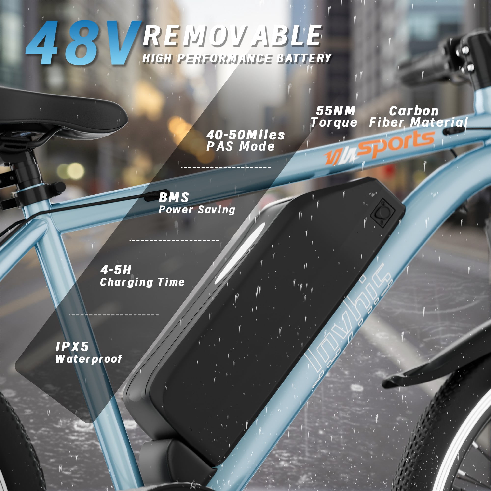 Joyhis Electric Mountain Bike for Adults, 500W Motor 22MPH Commuter E-Bike (Blue, 26 in) 9wqqo