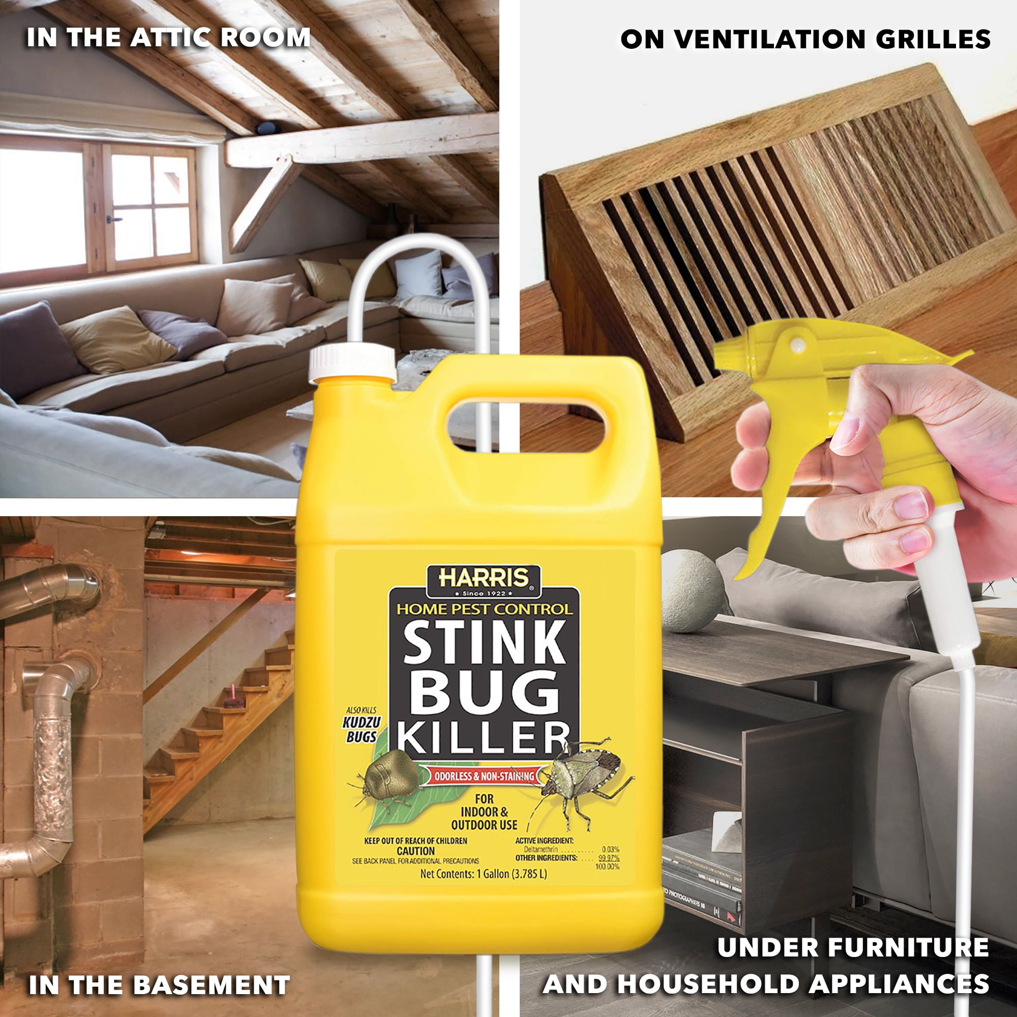 Harris Stink Bug Killer Spray, Odorless and Non-Staining Residual Insect Control (128 fl oz) 0har7