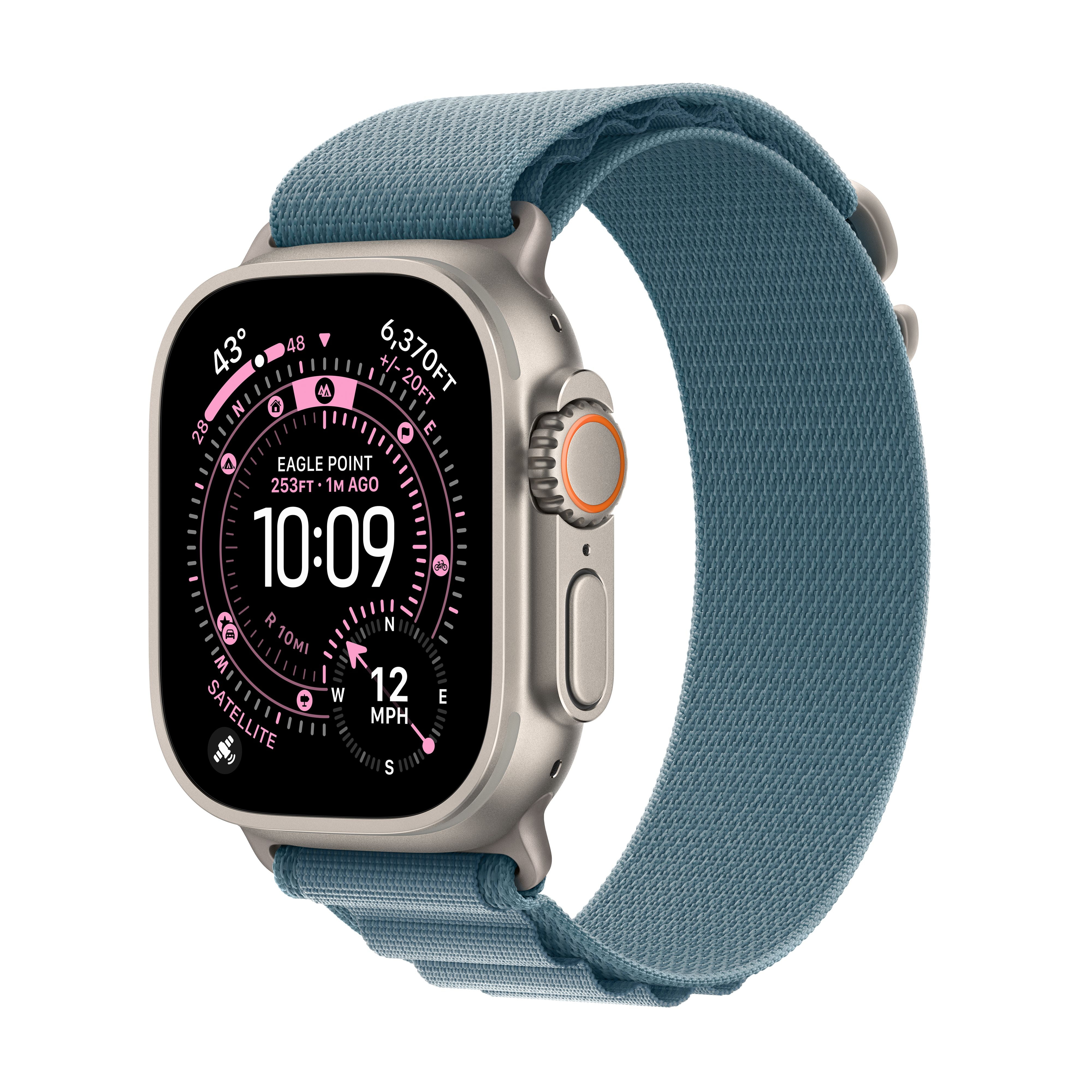 Apple Watch Ultra 3 GPS + Cellular 49mm Natural Titanium Case with Light Blue Alpine Loop (Small) ypj42