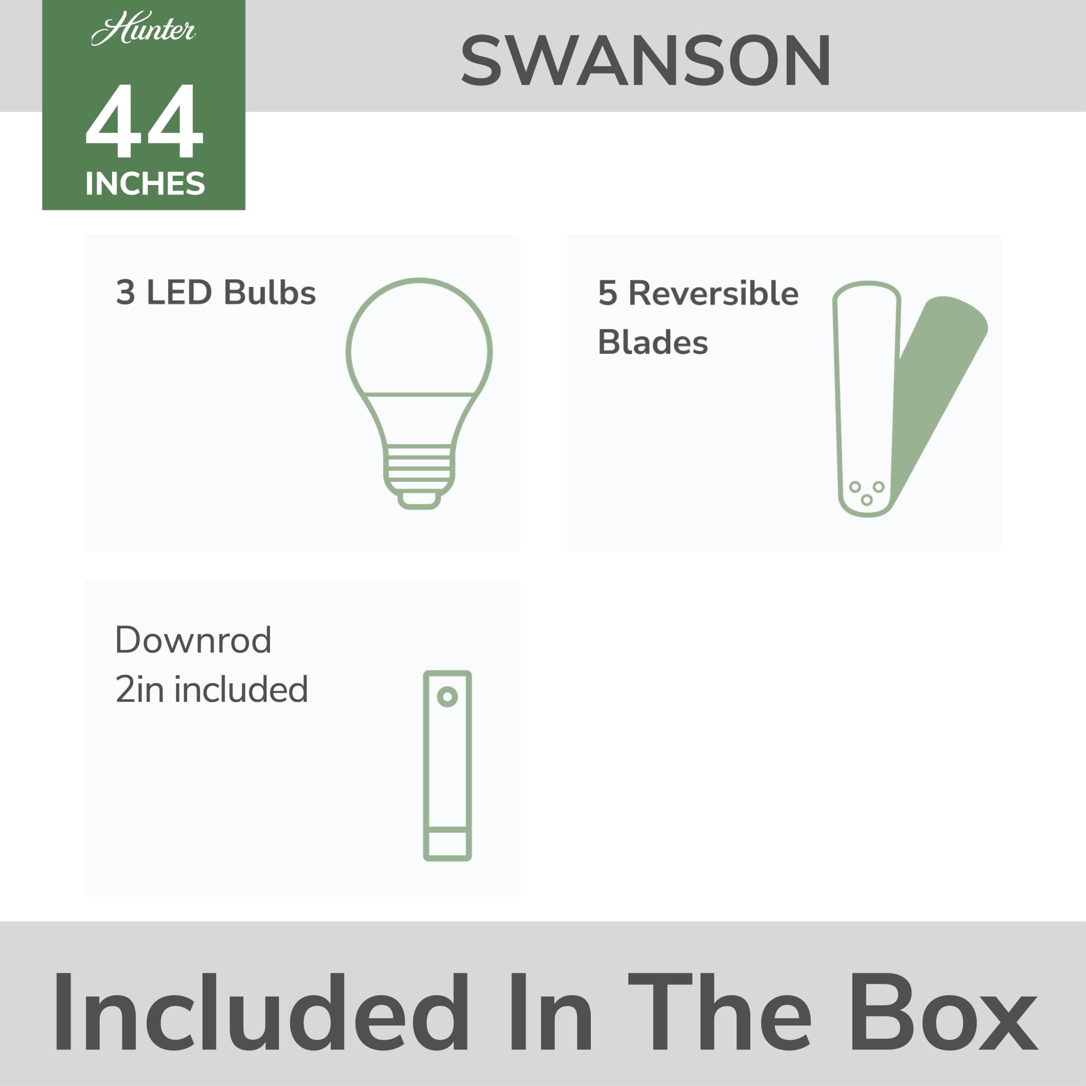 Hunter Swanson Indoor Ceiling Fan with Light, Traditional 3-Speed Motor, Reversible Blades (New Bronze, 44 in) b1fg0