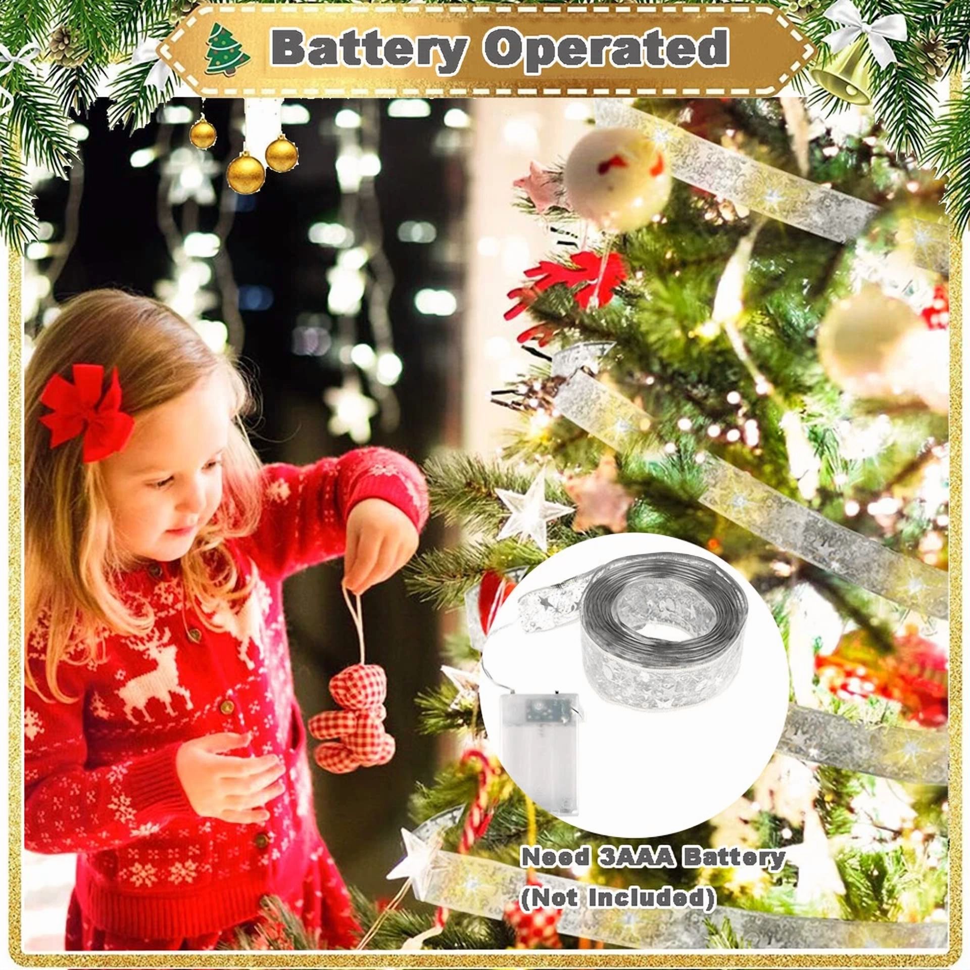VAULT LED Ribbon Fairy String Lights for Christmas Tree and Gift Wrapping (Warm White, 13 ft) 738if