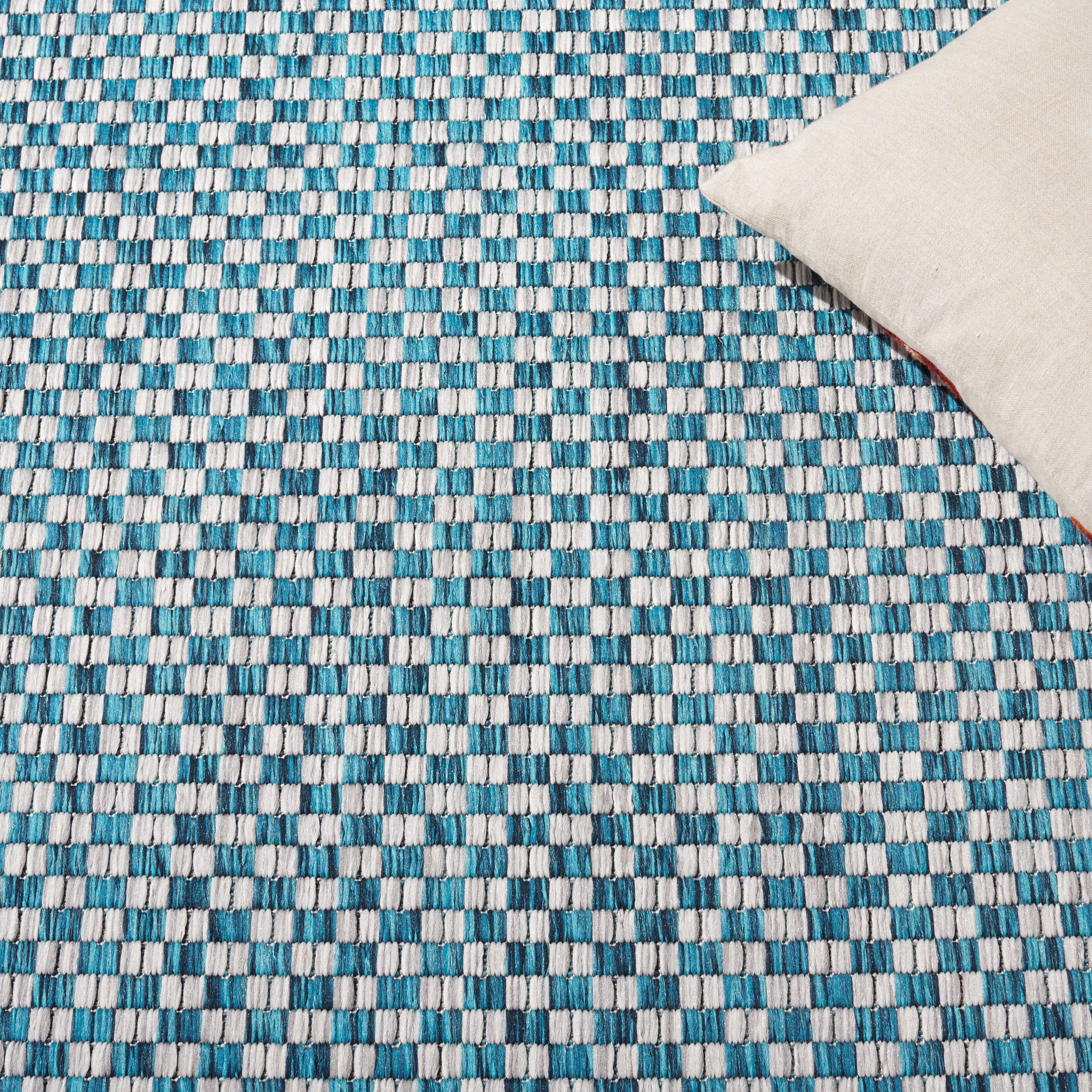 Safavieh Courtyard Blair Checkered Indoor/Outdoor Area Rug (Turquoise/Light Grey, 2 ft x 3.58 ft) d9t69