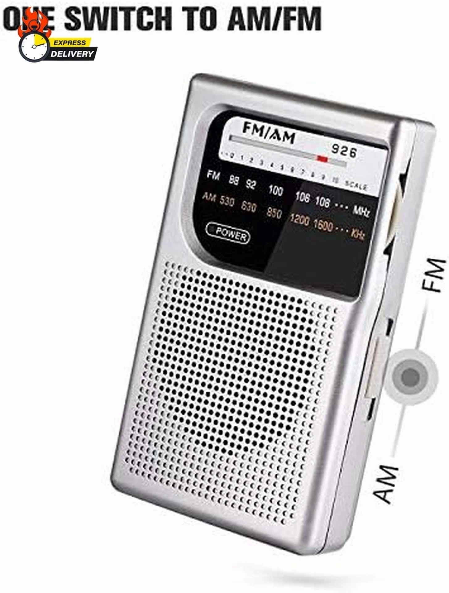 Rhea AM FM Portable Transistor Radio with Built-in Speaker and Headphone Jack (Black, 1 Pack) zul9n