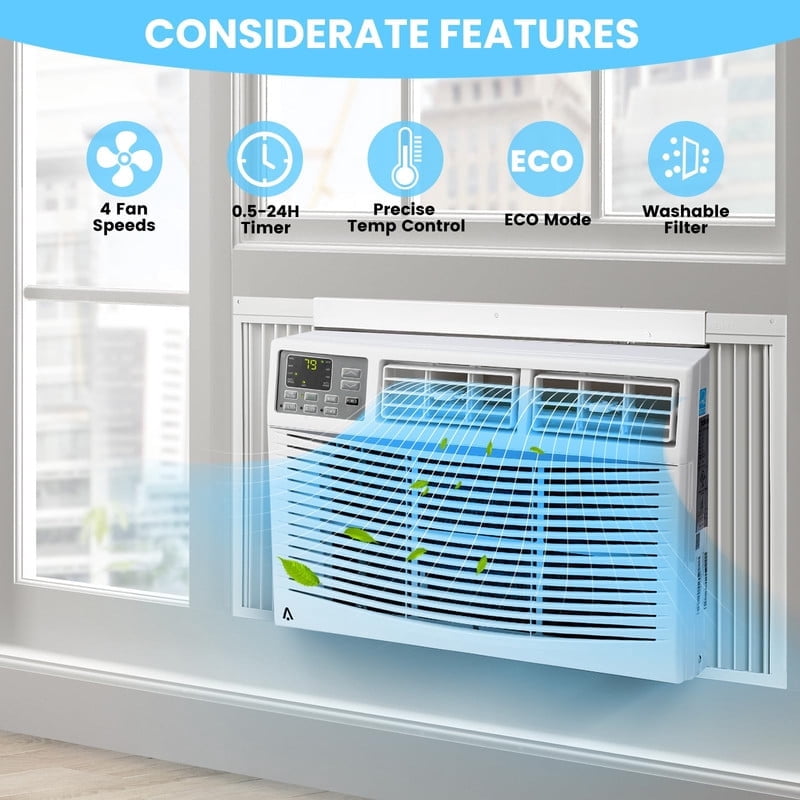 Towallmark 10000 BTU Window Air Conditioner, Smart Wi-Fi Enabled AC Unit with Remote Control, Ultra Quiet Cooling for Rooms up to 450 sq ft (White) 04wps