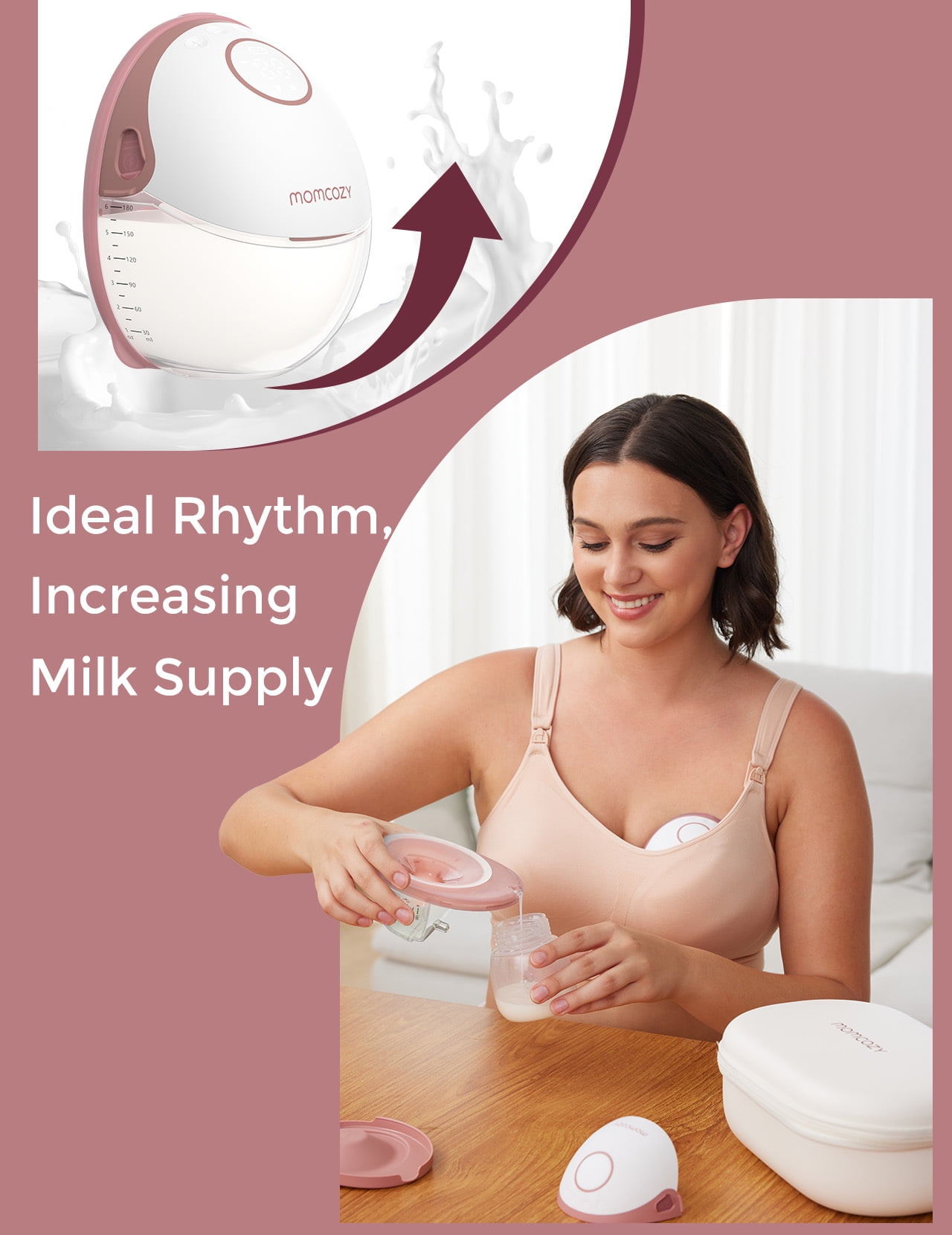 Momcozy M6 Hands-Free Wearable Breast Pump, DoubleFit Flange with 3 Modes & 9 Levels (Clear, 24mm) w7z0c