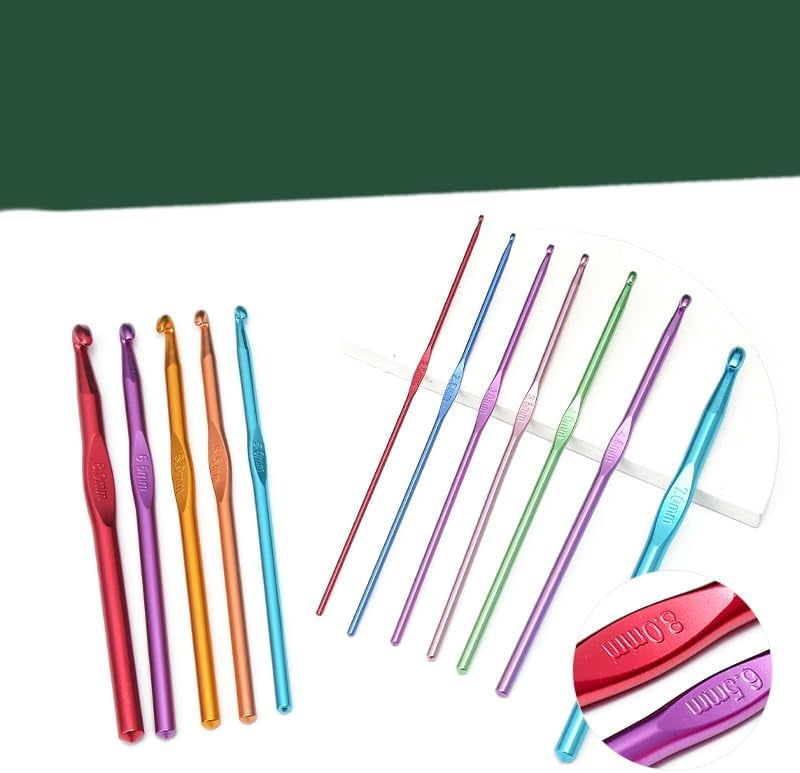 FINGERINSPIRE Aluminum Crochet Hook Set for Knitting and Crafting (Mixed Color, 5.9 in, 14 Piece Set) y073e