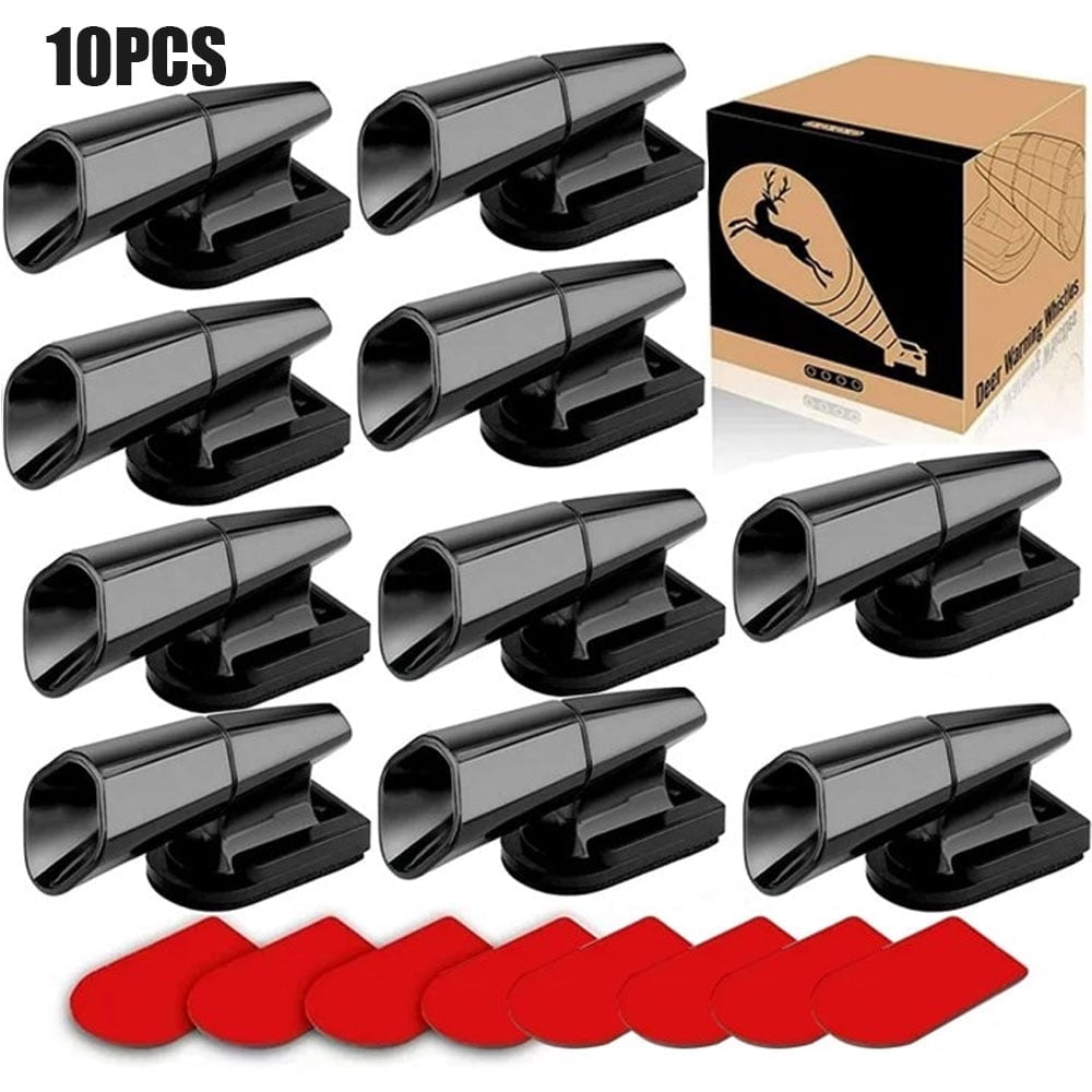 USTOP Deer Warning Whistles for Cars and Motorcycles, Ultrasonic Animal Alert Safety Device (Black, 10 Pack) plrlu