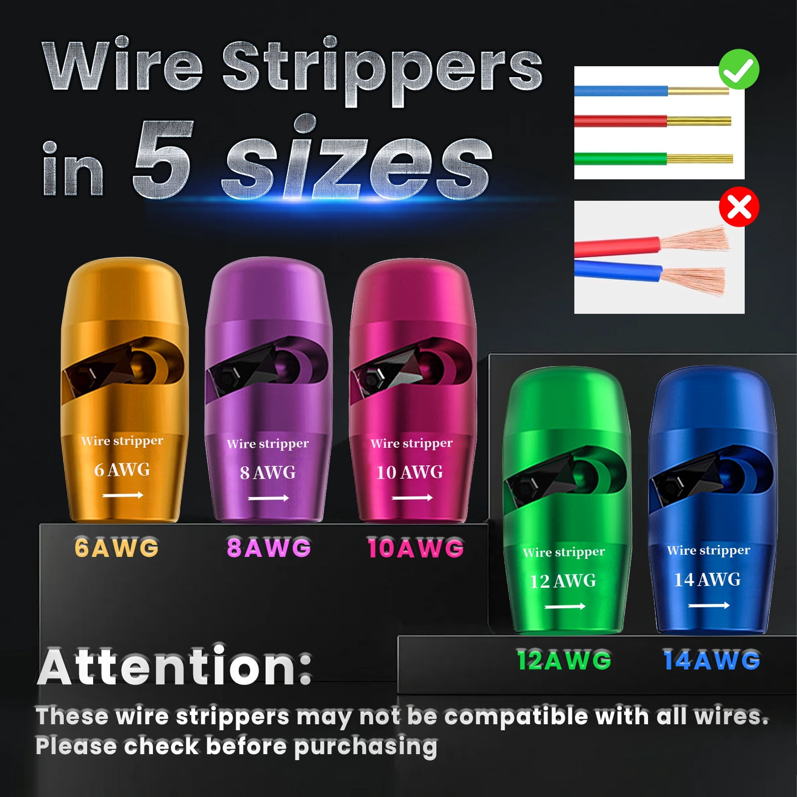 Qcwqmyl Wire Stripper and Twister Tool for Drill (Black, 33-Piece Set) zssxn