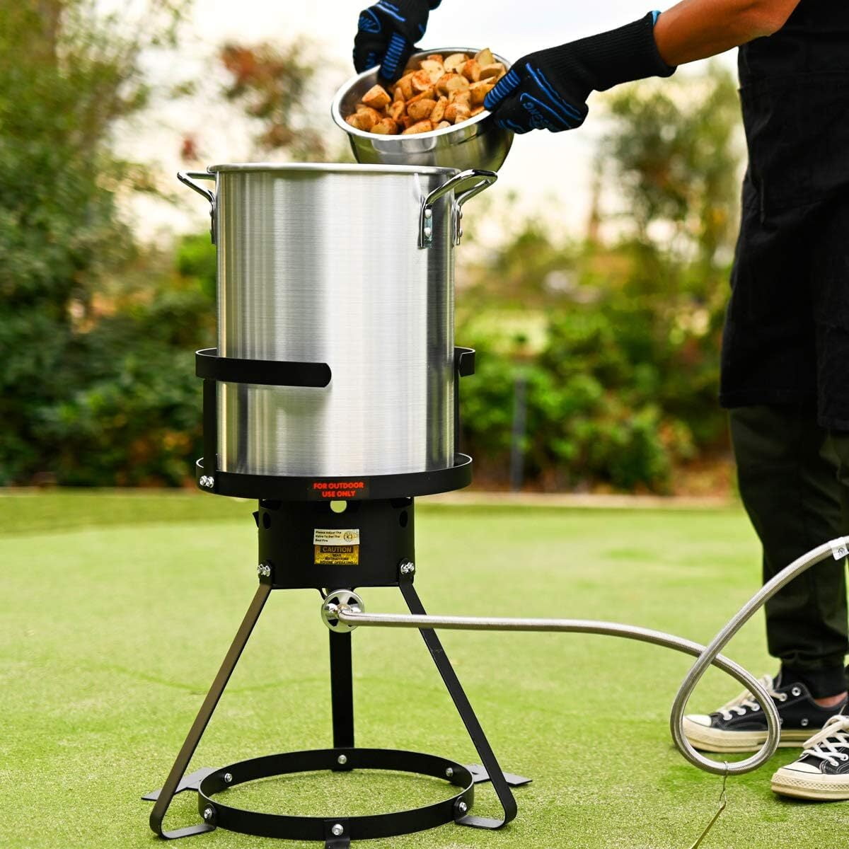 OUFAN 30 qt Turkey Deep Fryer and Seafood Boiler Set with Burner Stand and Marinade Injector (30 qt) juq53