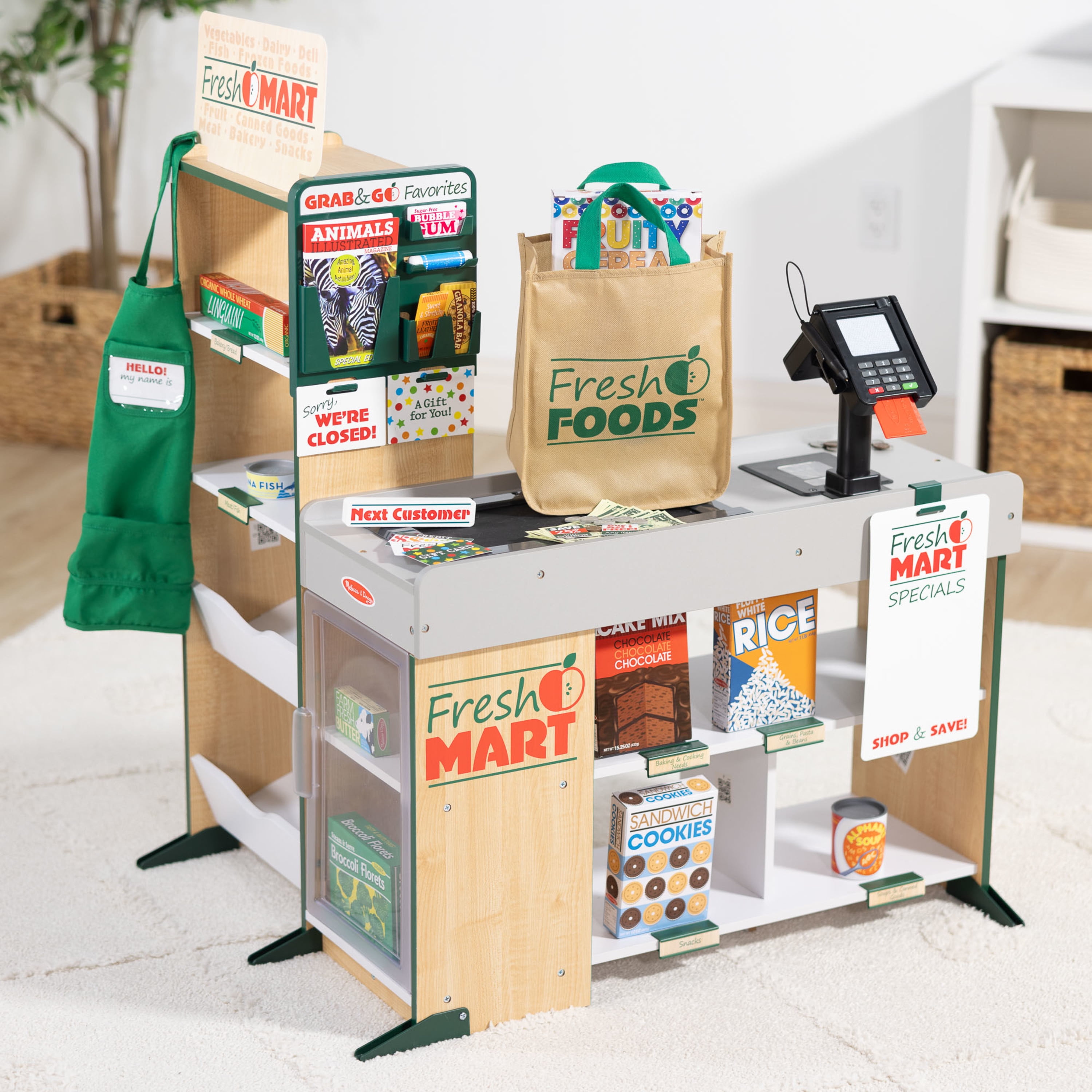 Melissa & Doug Fresh Mart Grocery Store Play Food and Role Play Companion Set (70 Pieces) i7u8b