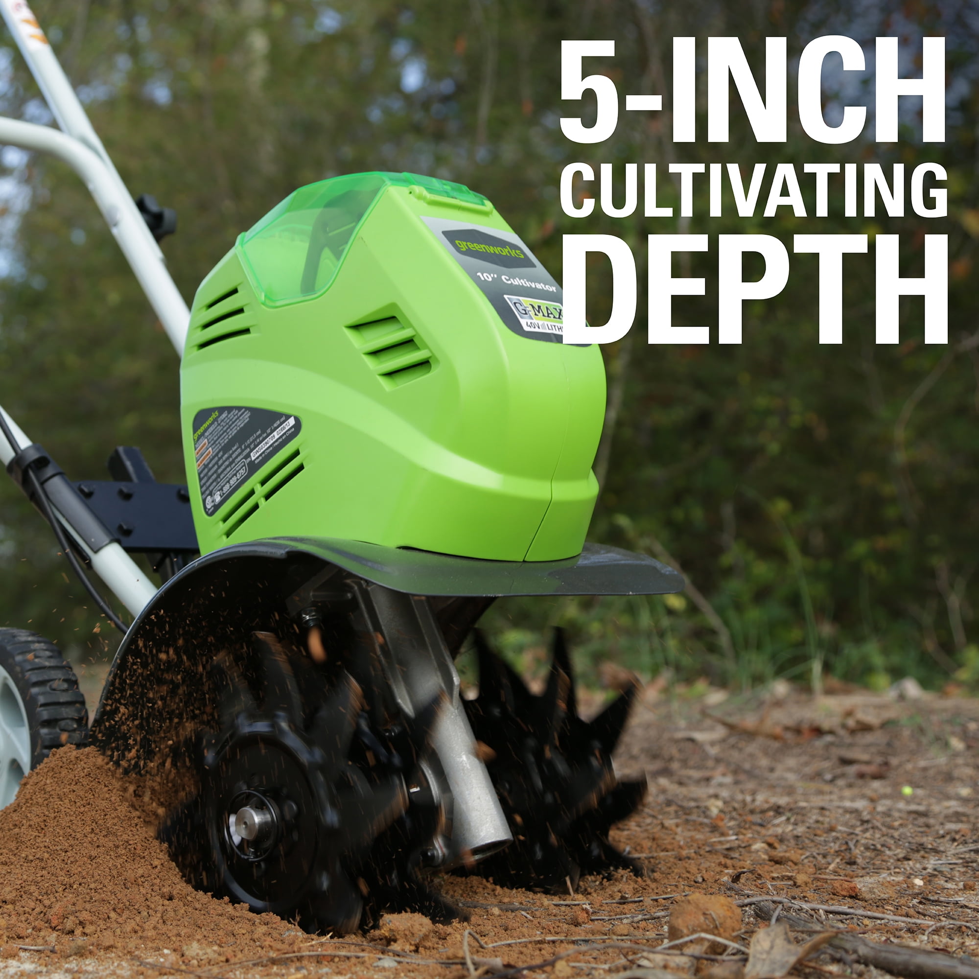 Greenworks 40V Cordless Cultivator and Tiller with 4.0Ah Battery and Charger (Green, 10 in) adbmh