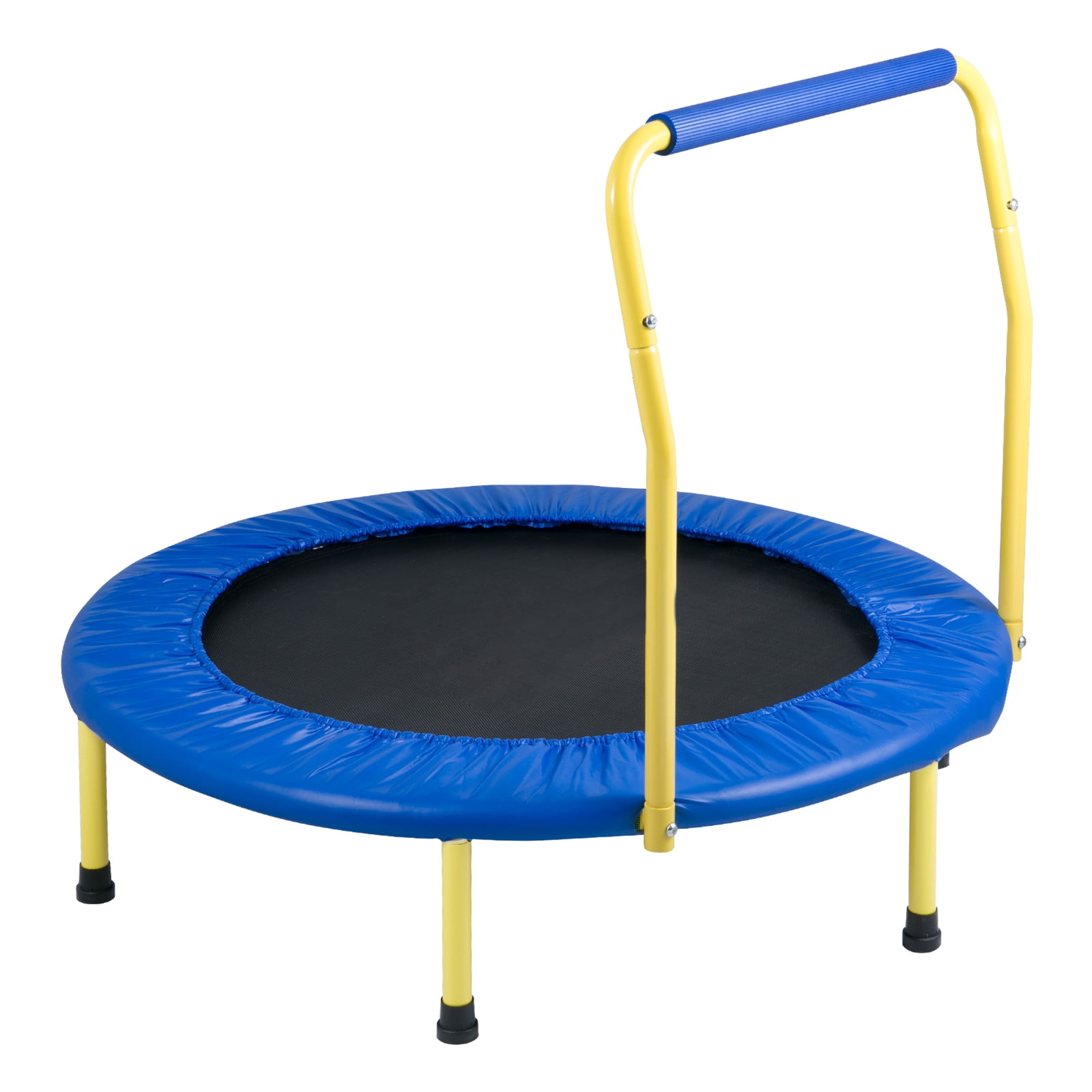 KFFKFF Kids Trampoline with Handle, Indoor Outdoor Foldable Mini Rebounder for Toddlers (Black, 36 in) x7dos