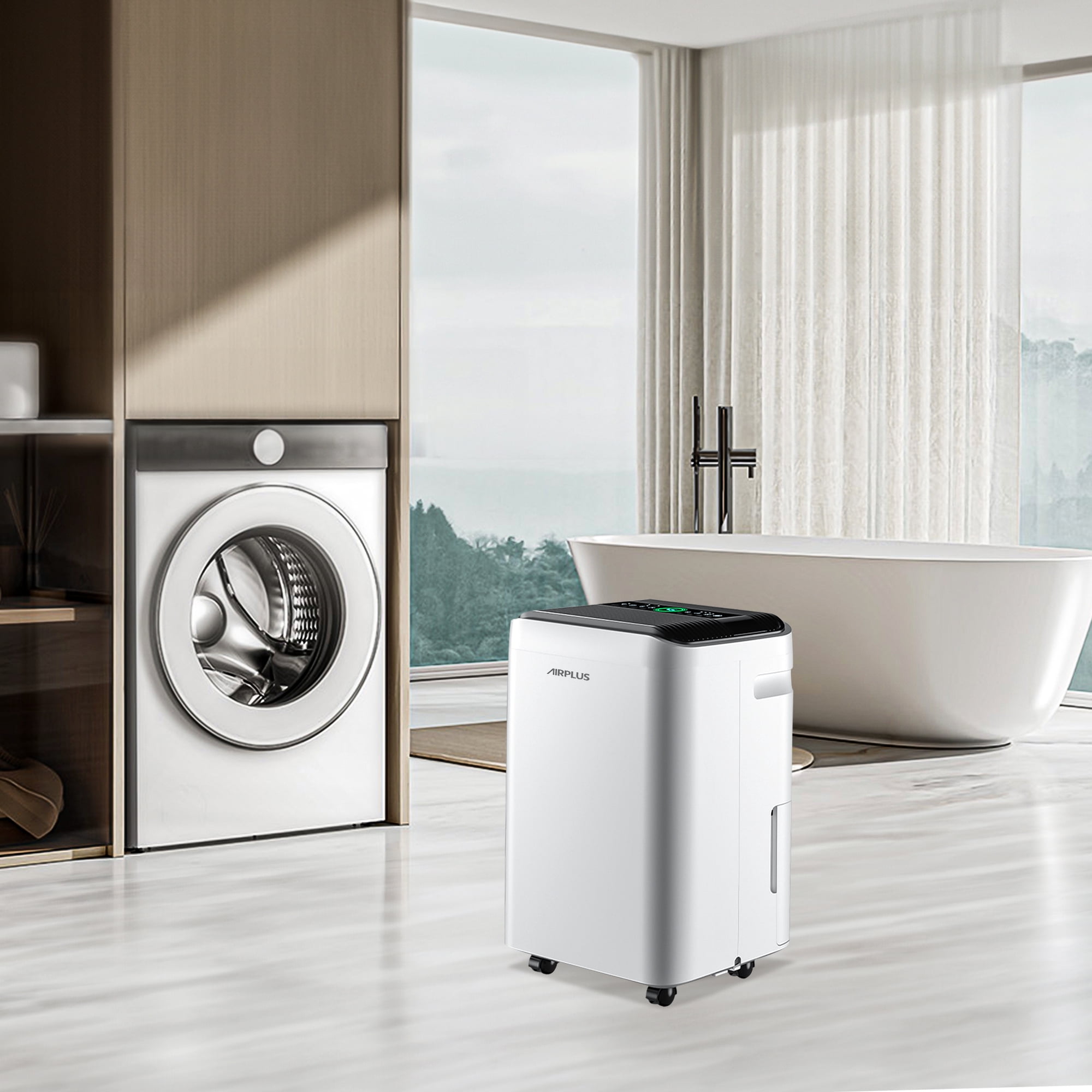 Edendirect 50 Pint Dehumidifier for Basements and Large Rooms, Intelligent Humidity Control with Drain Hose (White, 50 Pint) hx2d7